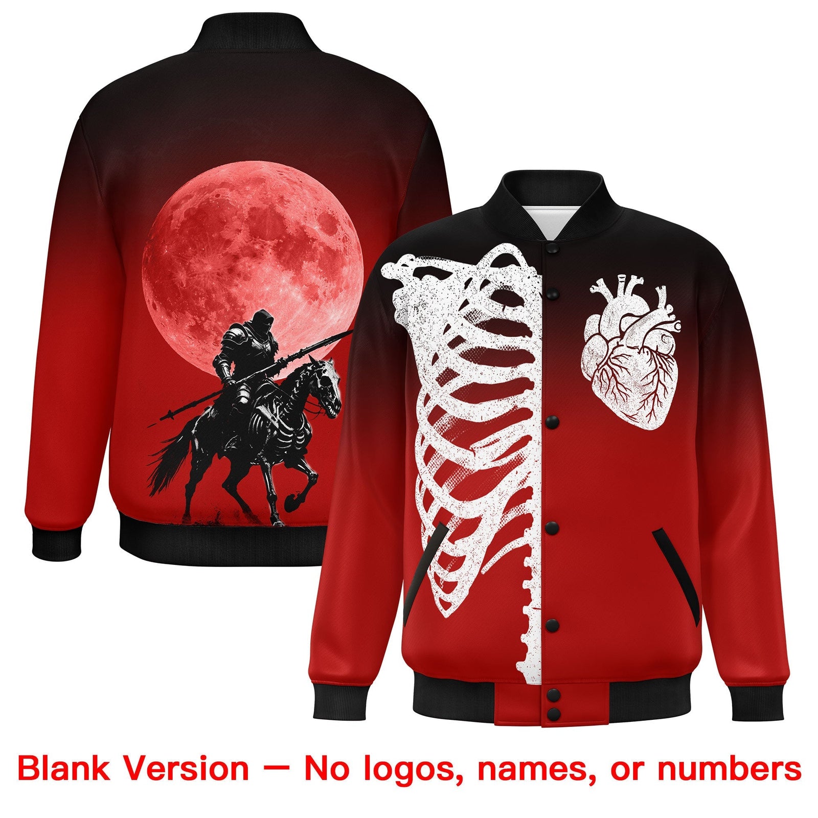 Custom Black Red White skeleton Halloween Graffiti Pattern Moisture-Wicking Jacket| KXKSHOP