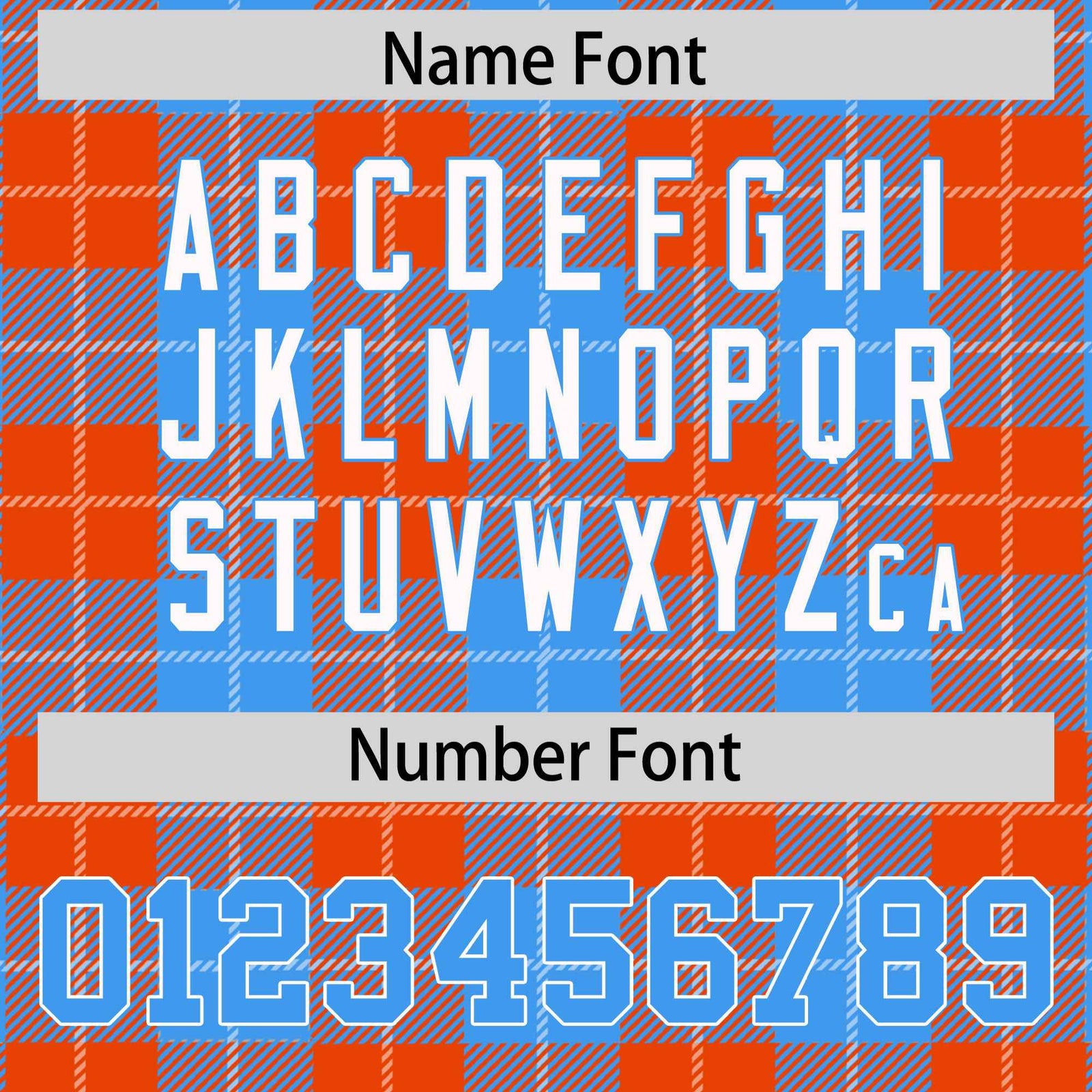 Custom Orange Powder Blue-White Varsity Full-Snap Plaid Pattern Letterman Baseball Jacket