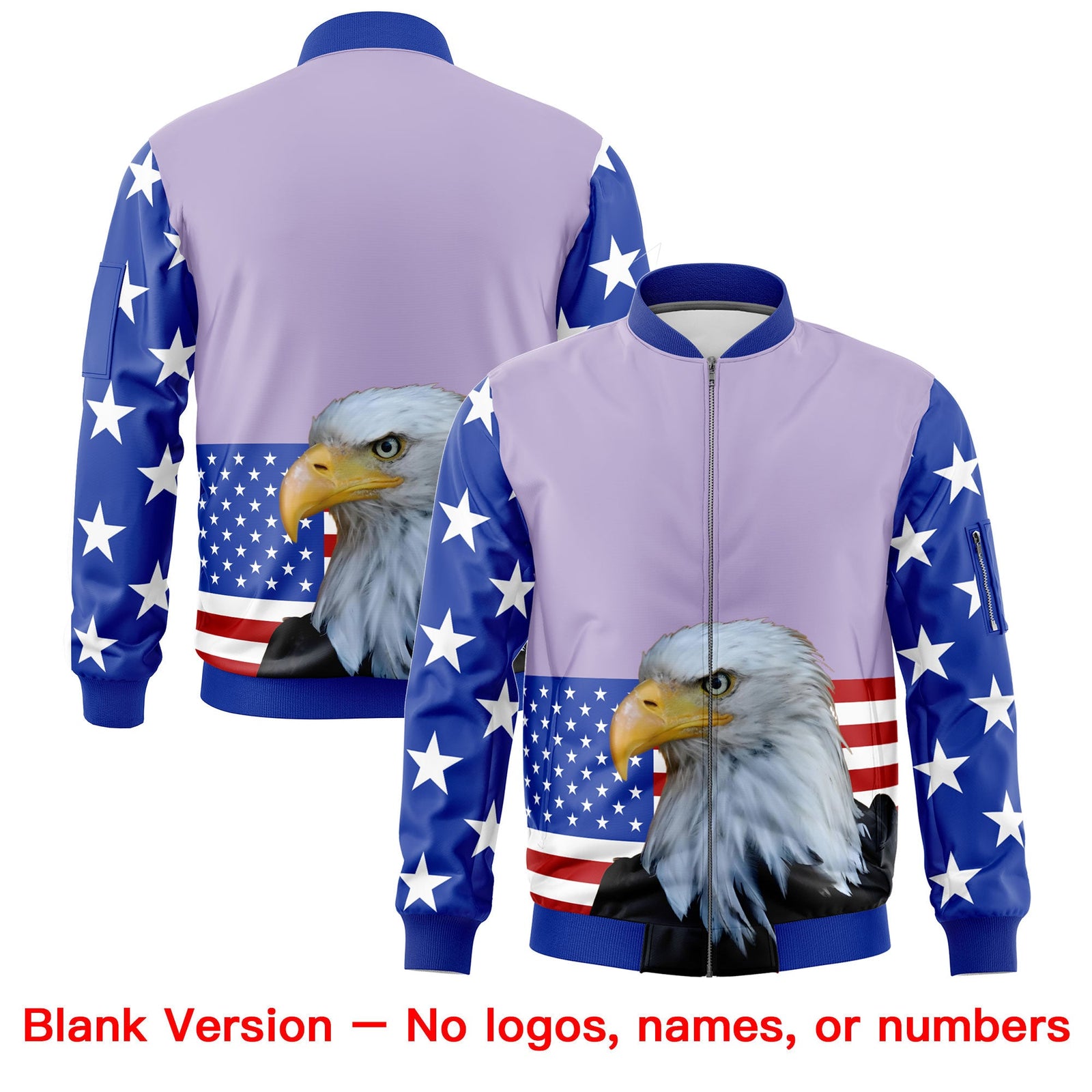 Custom Royal Blue White Red Independence Day Full Zip American Flag Wrinkle-Resistant Jacket| KXKSHOP