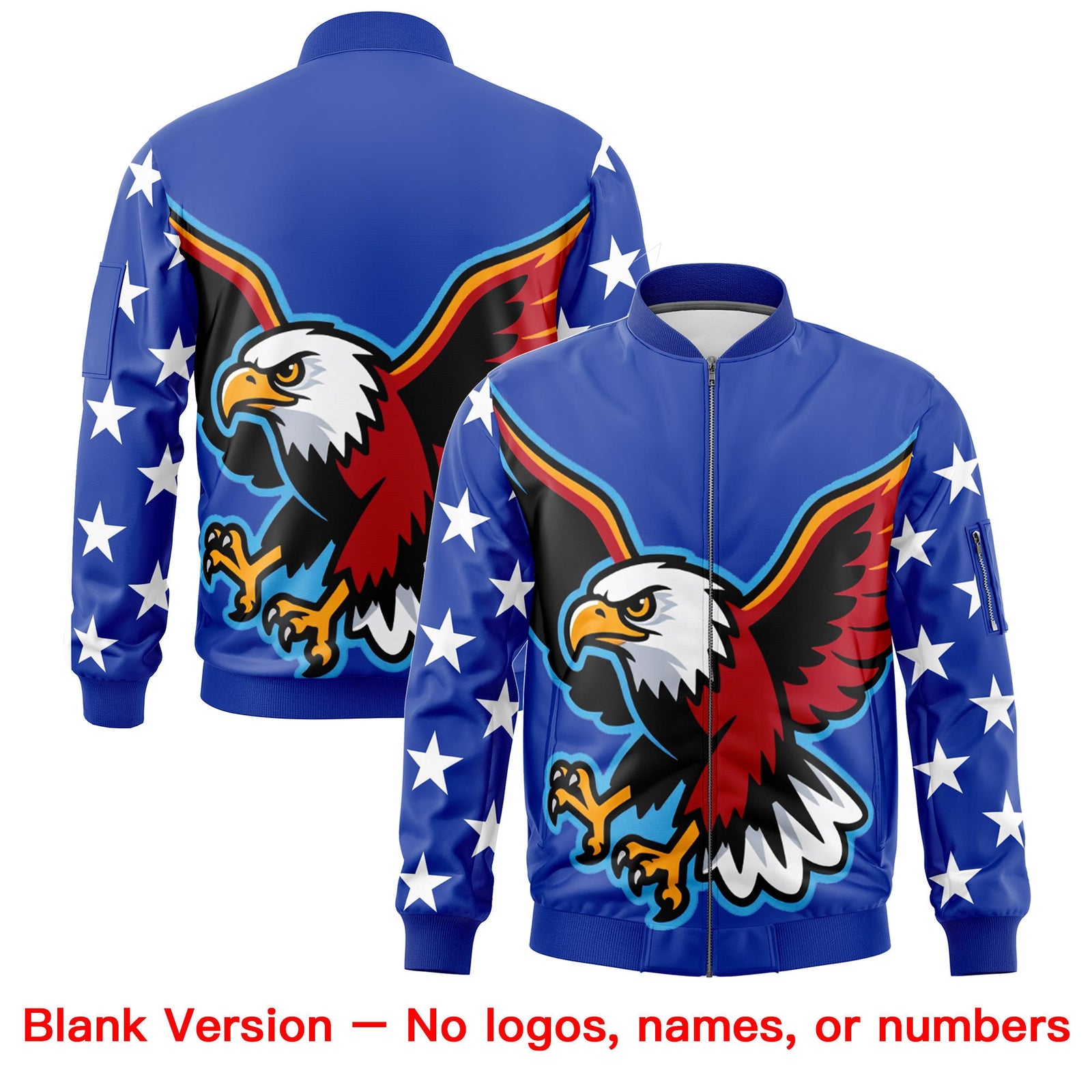 Custom Royal Blue White Red Independence Day Full Zip American Flag Wrinkle-Resistant Jacket| KXKSHOP
