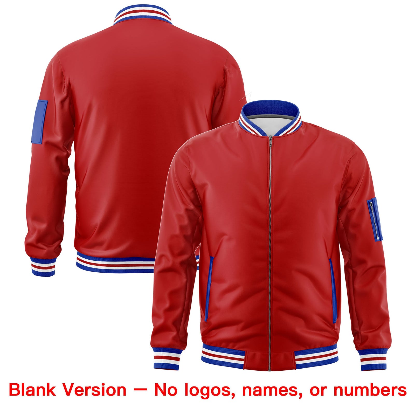Custom Red Royal Blue White Independence Day Full Zip American Flag Wrinkle-Resistant Jacket| KXKSHOP