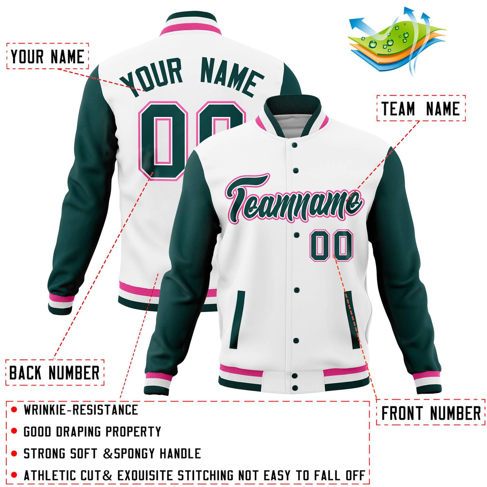 Custom Gray Crimson Full-Snap Varsity Raglan Sleeves Letterman Baseball Jacket