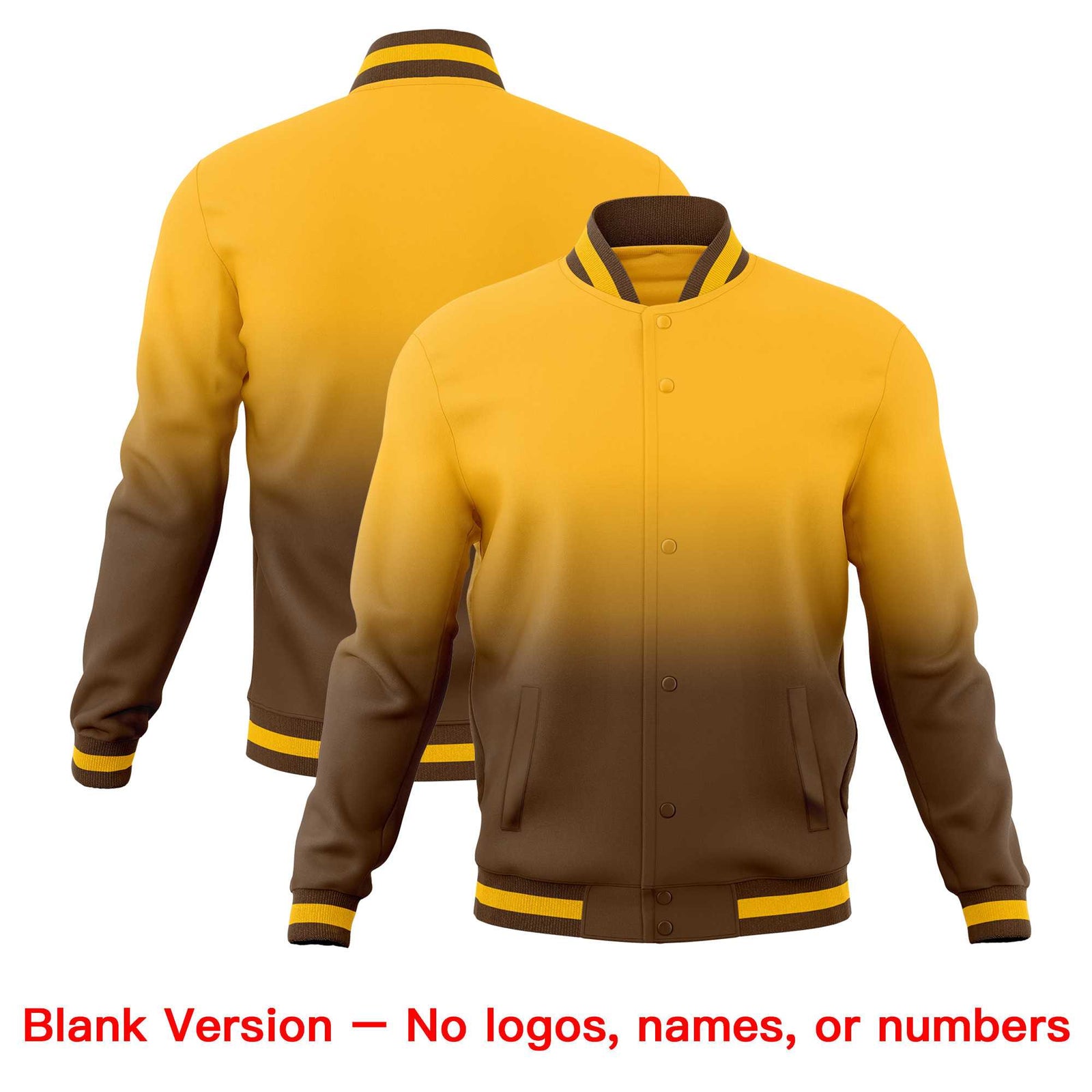 Custom Light Brown Gold Full-Snap Varsity Personalization Gradient Fashion Letterman Jacket| KXKSHOP