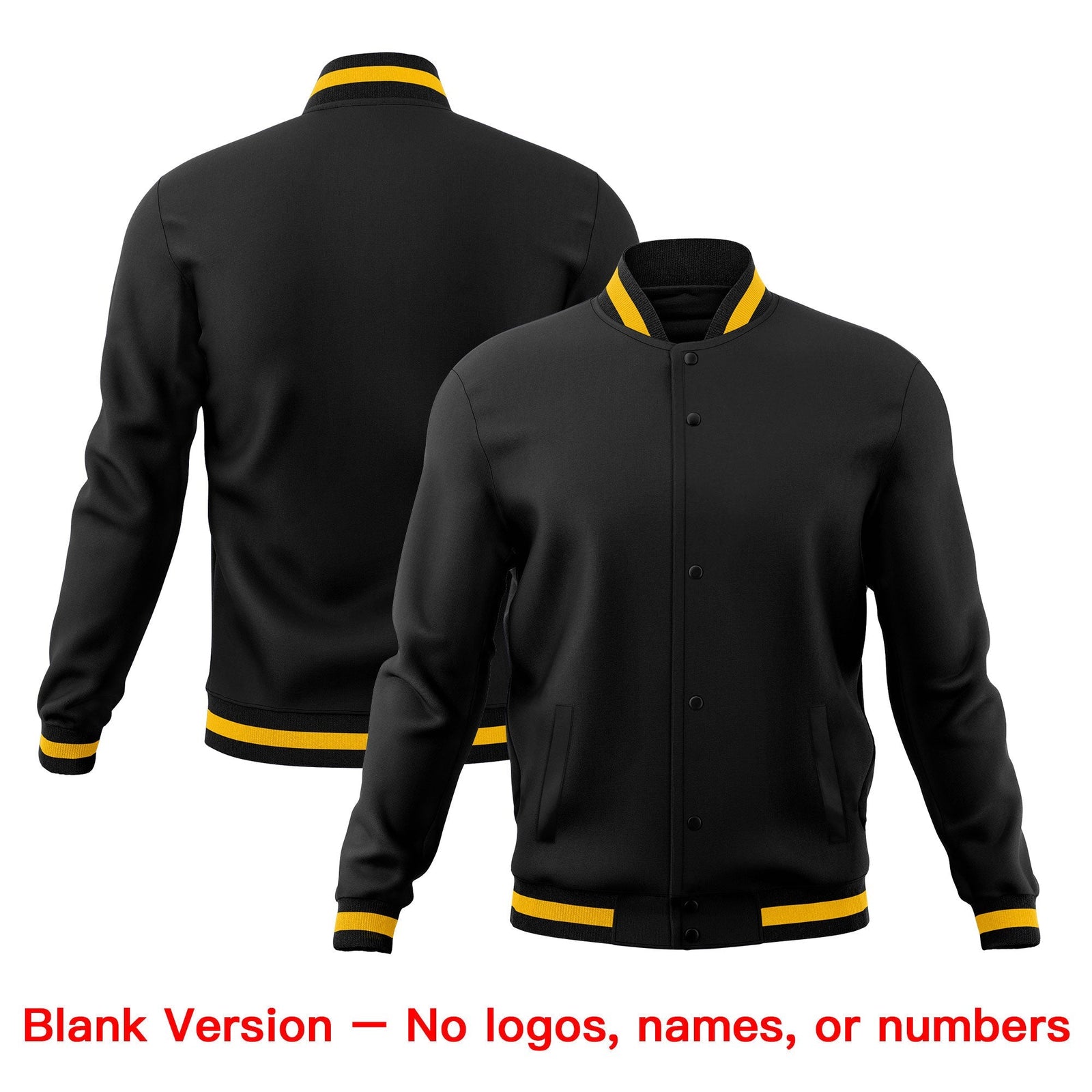 Custom Black Gold Classic Style Full-Snap Wrinkle-Resistant Jacket| KXKSHOP