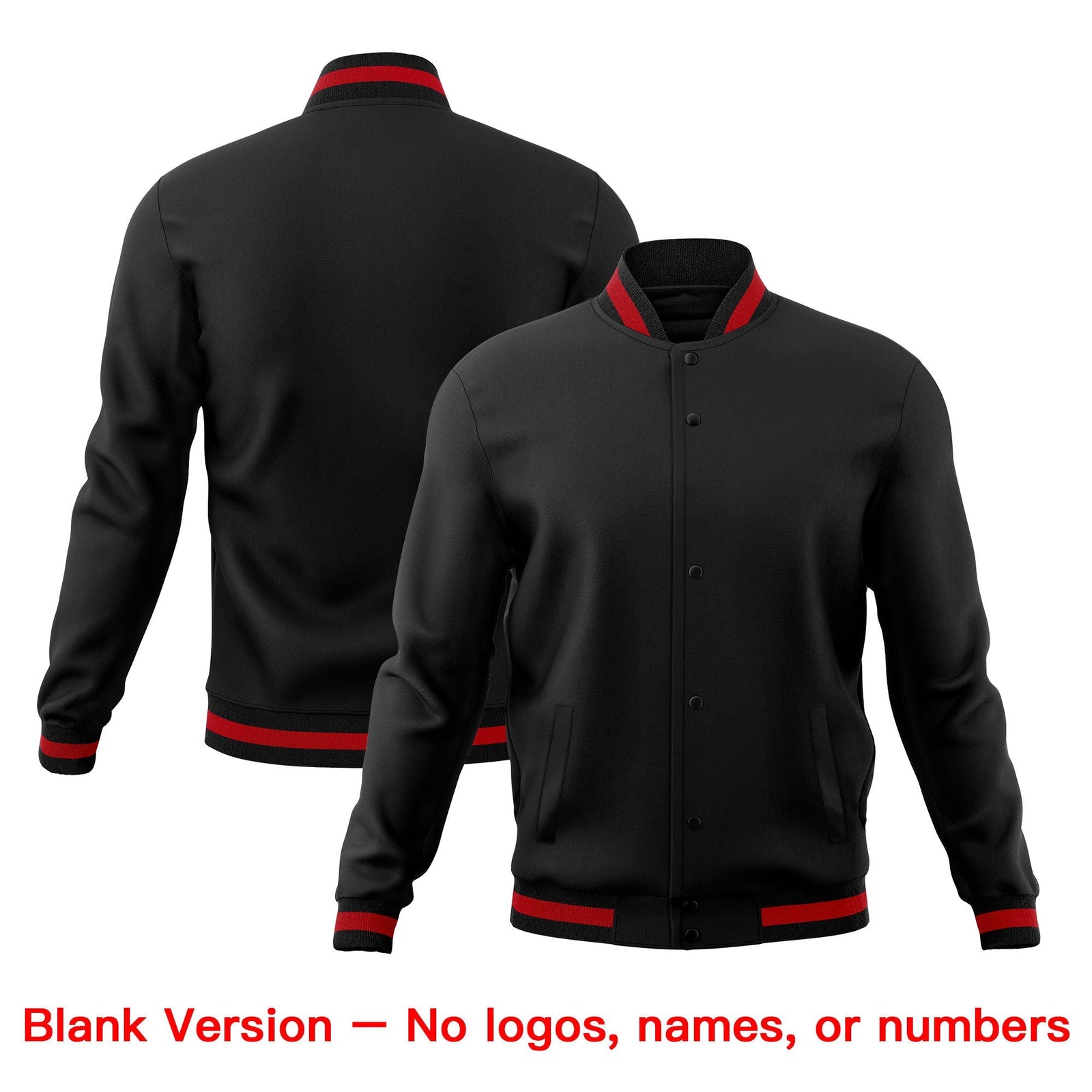 Custom Black Red Classic Style Full-Snap Breathable Jacket| KXKSHOP