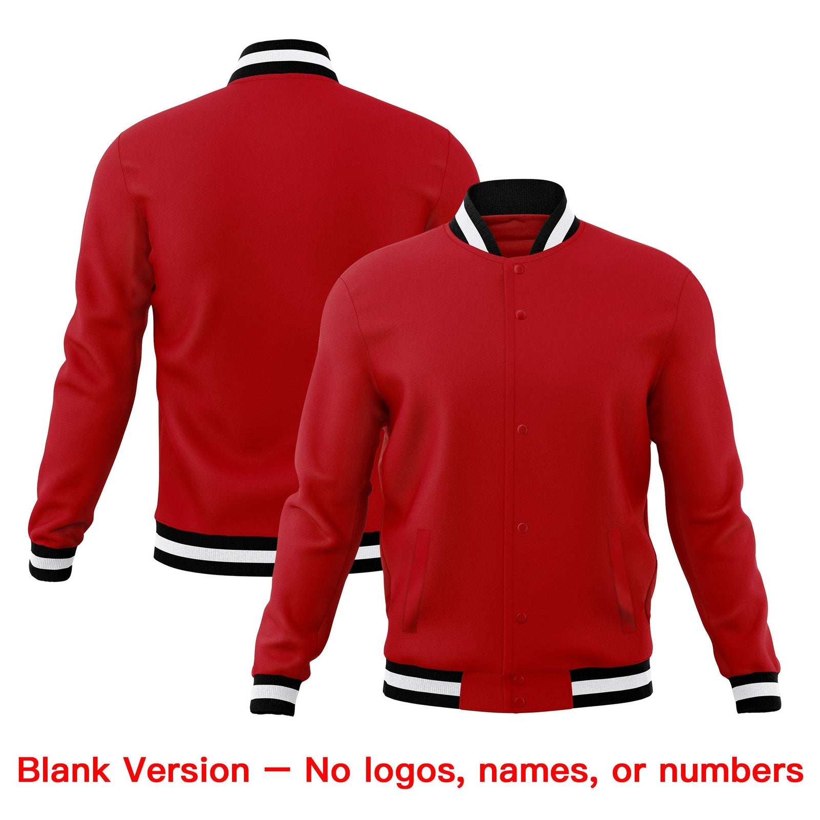 Custom Red Black White Classic Style Full-Snap Wrinkle-Resistant Jacket| KXKSHOP