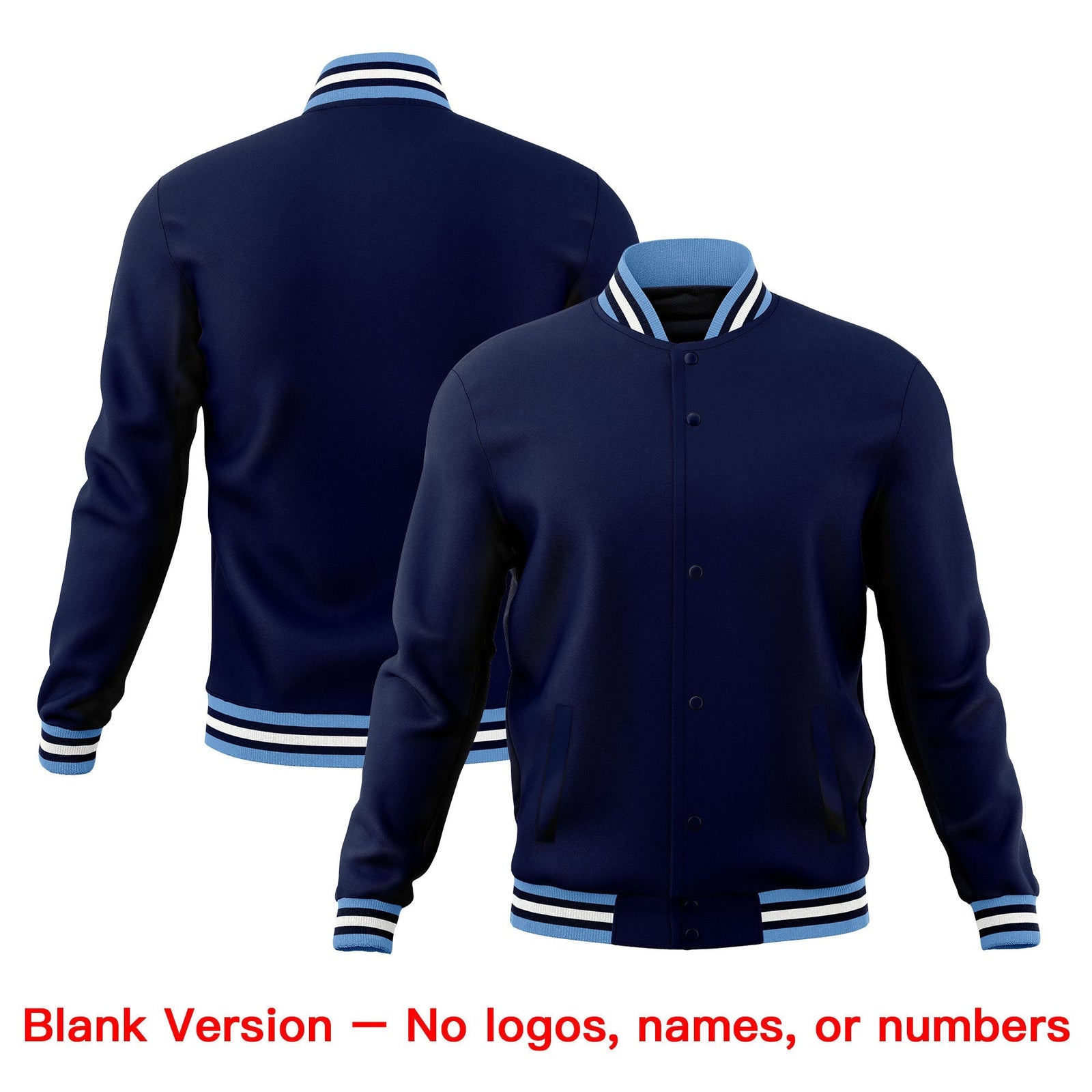 Custom Navy Light Blue White Classic Style Full-Snap Breathable Jacket| KXKSHOP