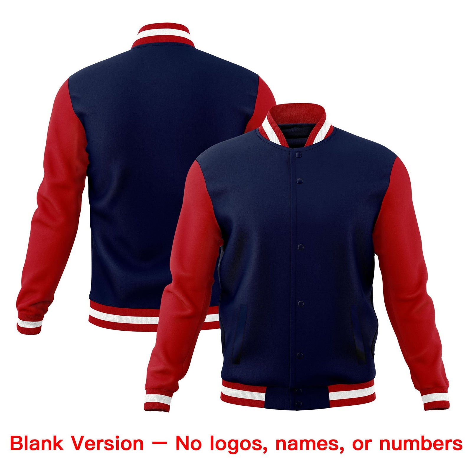 Custom Navy Red White Classic Style Full-Snap Breathable Jacket| KXKSHOP