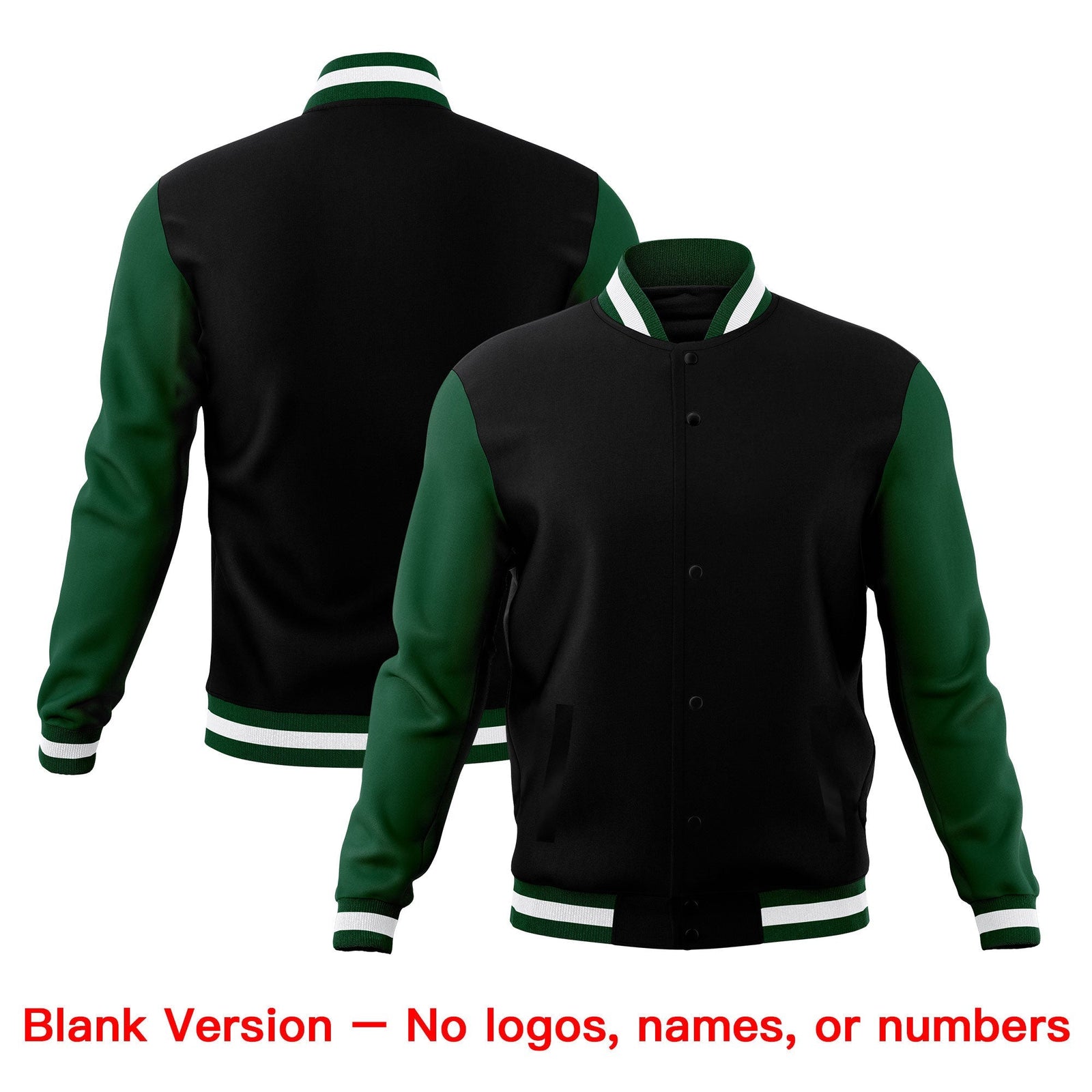 Custom Black Green White Classic Style Full-Snap Wrinkle-Resistant Jacket| KXKSHOP