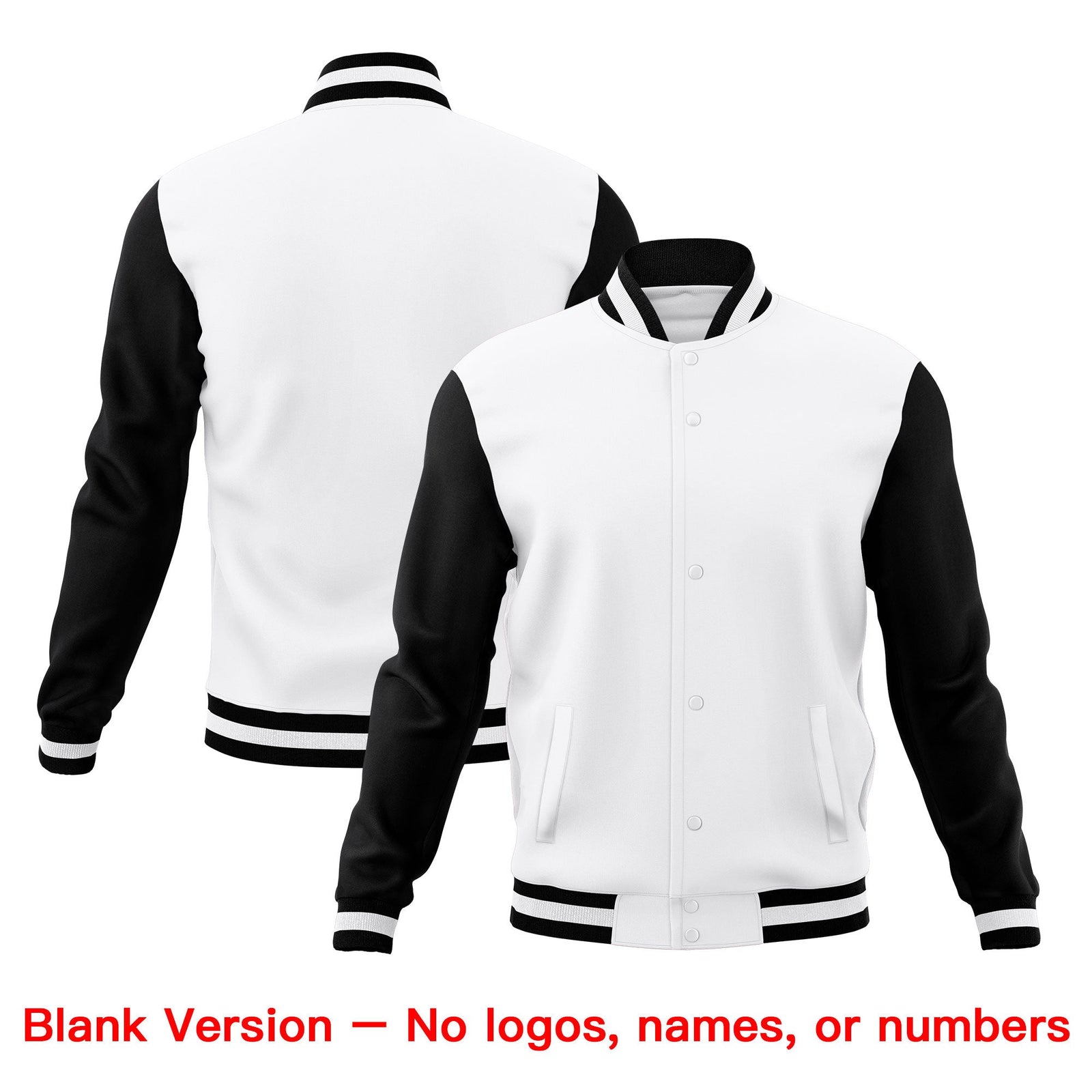 Custom White Black Classic Style Full-Snap Wrinkle-Resistant Jacket| KXKSHOP