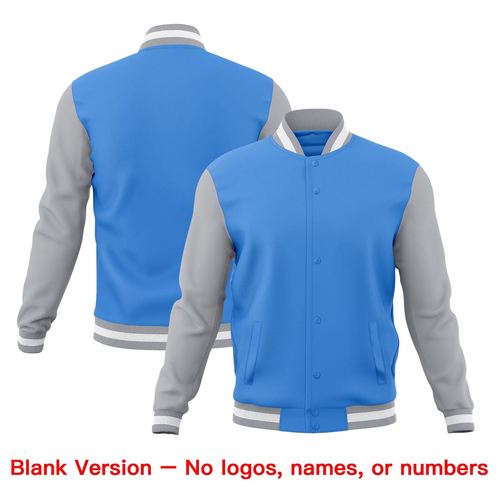 Custom Powder Blue Gray White Classic Style Full-Snap Wrinkle-Resistant Jacket| KXKSHOP
