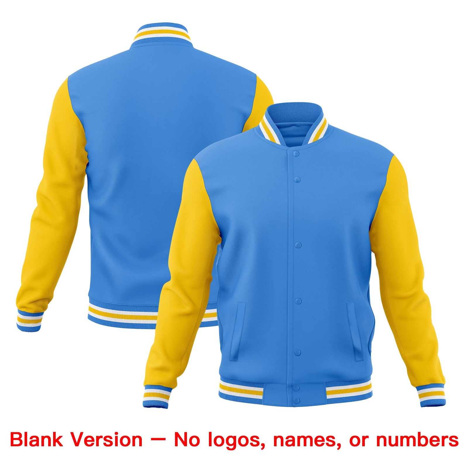 Custom Powder Blue Light Blue White Classic Style Full-Snap Breathable Jacket| KXKSHOP