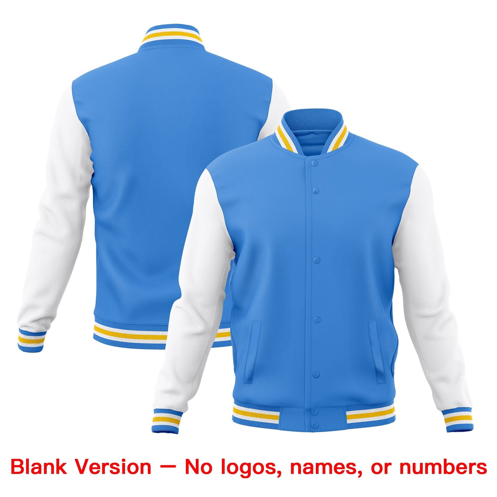 Custom Powder Blue Light Blue White Classic Style Full-Snap Breathable Jacket| KXKSHOP