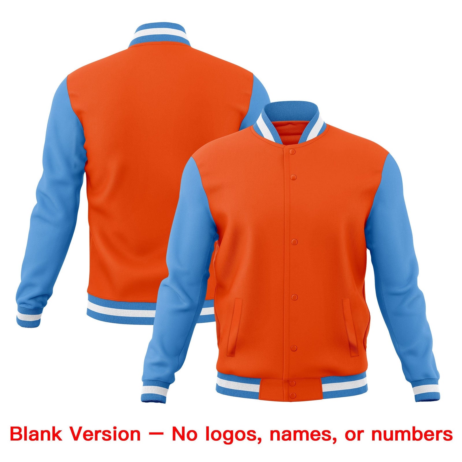Custom Orange Light Blue White Classic Style Full-Snap Wrinkle-Resistant Jacket| KXKSHOP