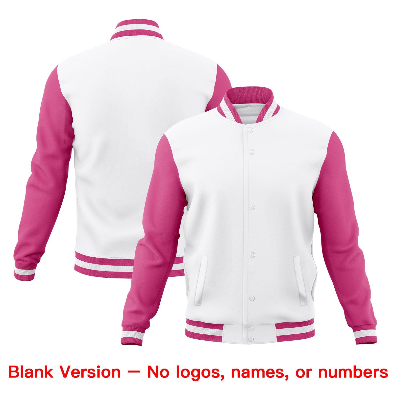 Custom White Pink Classic Style Full-Snap Breathable Jacket| KXKSHOP