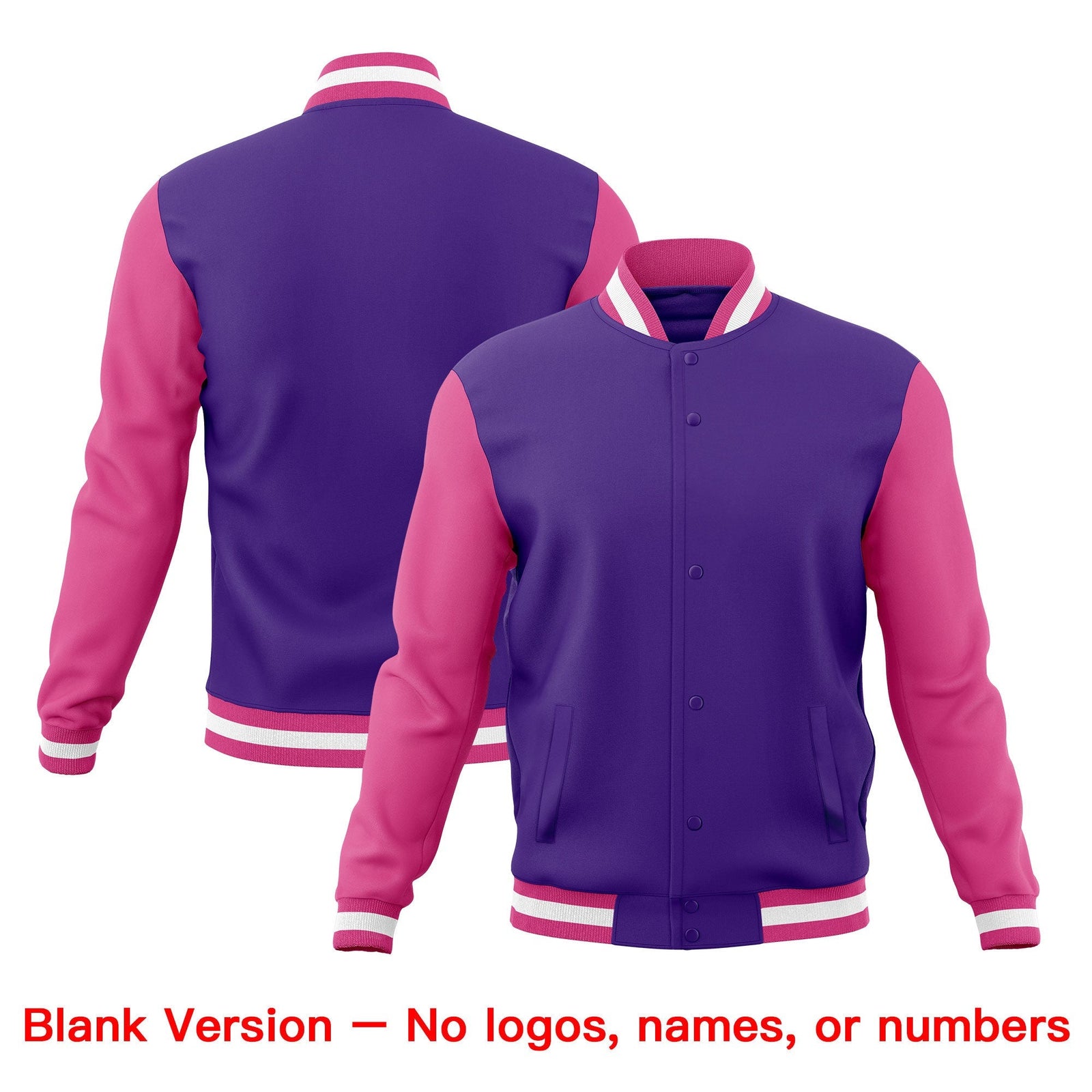 Custom Purple Pink White Classic Style Full-Snap Breathable Jacket| KXKSHOP