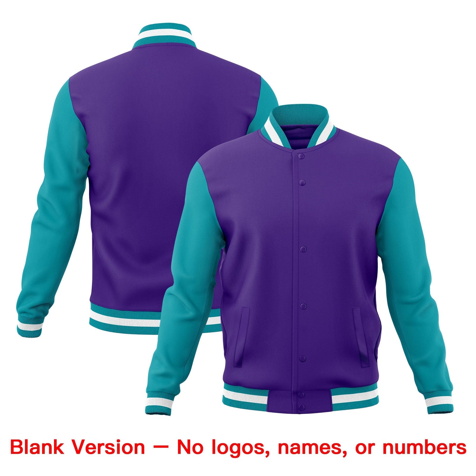 Custom Purple Teal White Classic Style Full-Snap Breathable Jacket| KXKSHOP