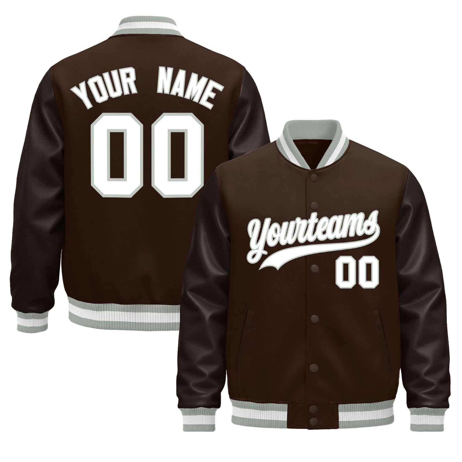 Custom Brown Gray White Classic Style Leather Sleeves Wrinkle-Resistant Jacket| KXKSHOP