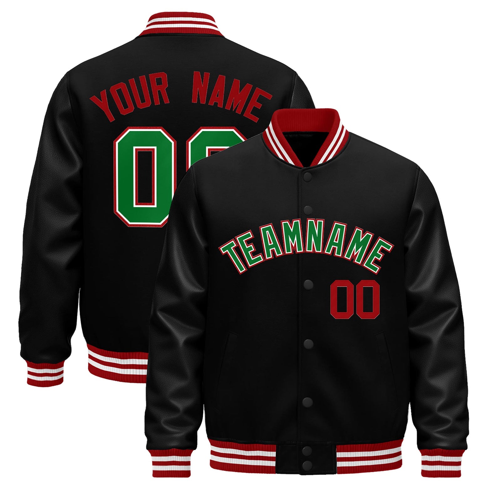 Custom Black Red White Jacket - Classic Style Leather Sleeves Wrinkle-Resistant