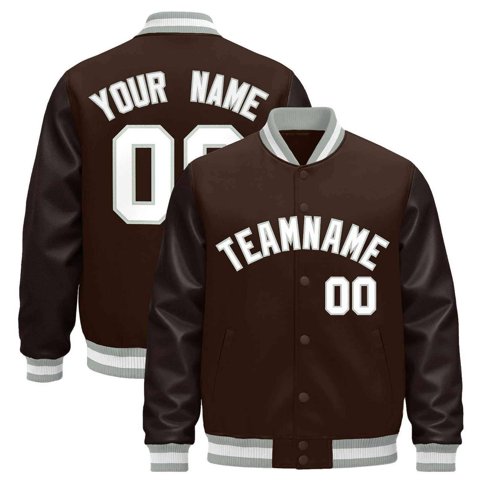 Custom Brown Gray White Classic Style Leather Sleeves Wrinkle-Resistant Jacket| KXKSHOP
