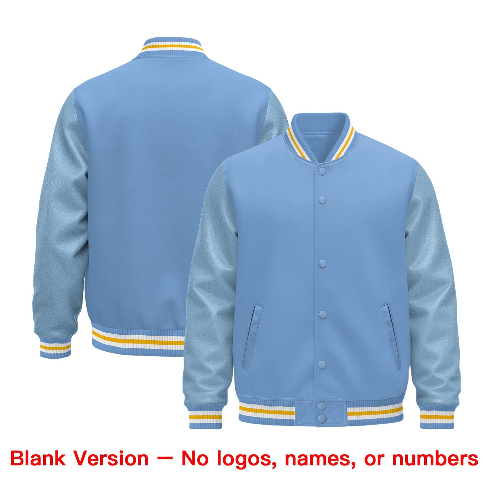 Custom Powder Blue Light Blue White Classic Style Leather Sleeves Wrinkle-Resistant Jacket| KXKSHOP