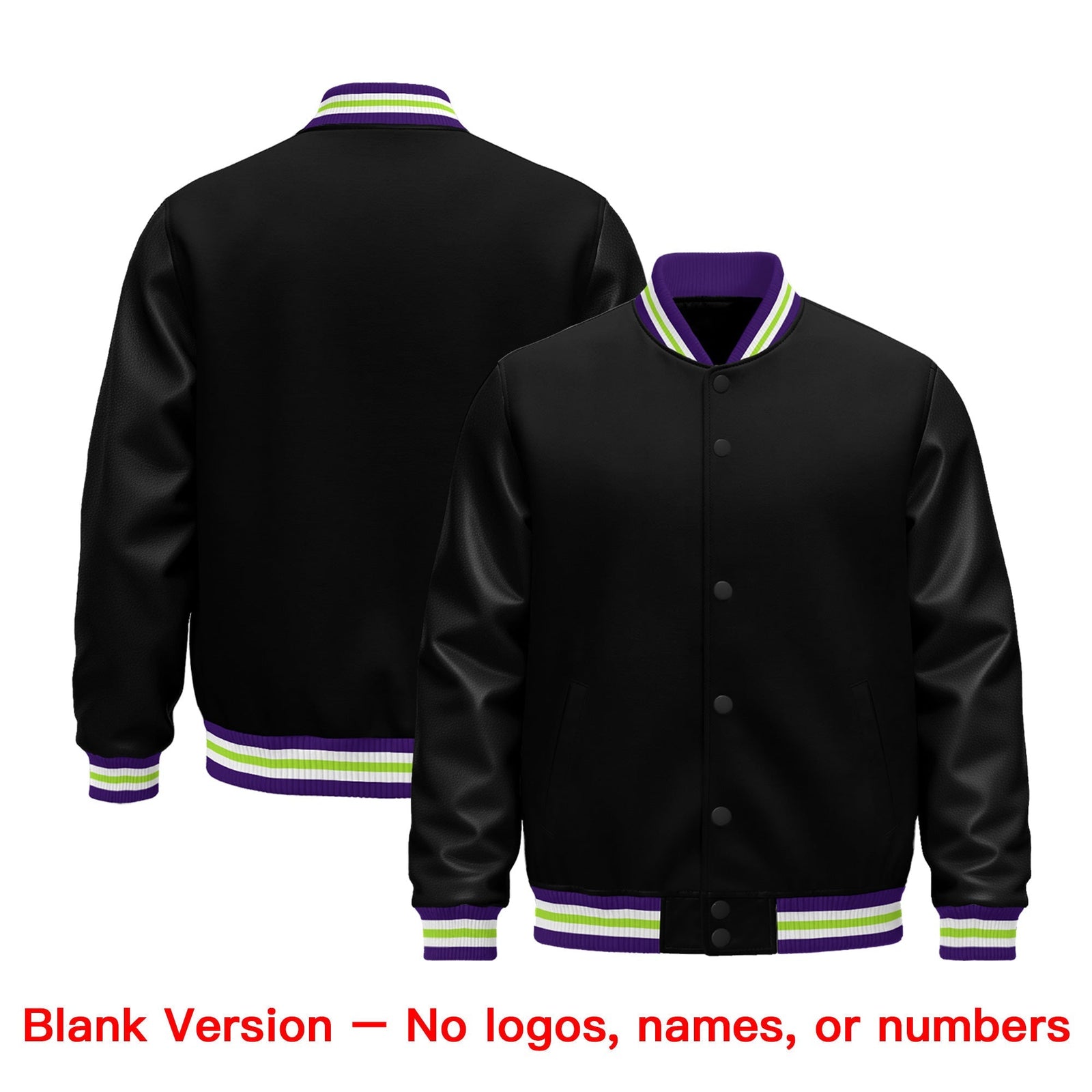 Custom Black Purple White Classic Style Leather Sleeves Wrinkle-Resistant Jacket| KXKSHOP