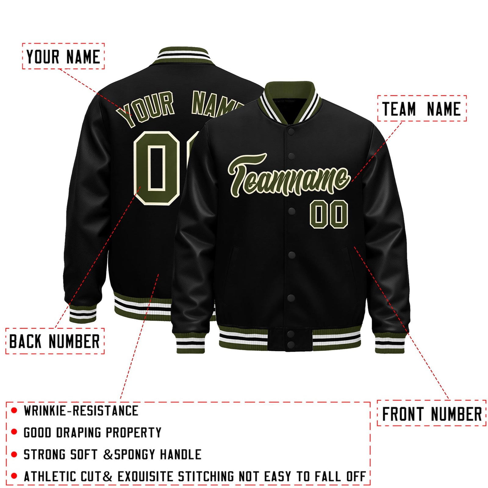 Custom Black White Classic Style Leather Sleeves Wrinkle-Resistant Jacket| KXKSHOP