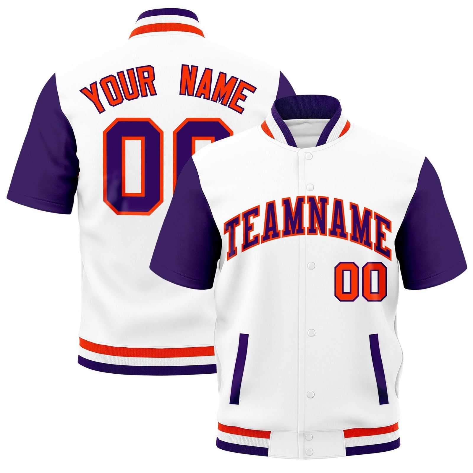 Custom Purple Orange White Full-Snap Classic Style Jacket| KXKSHOP