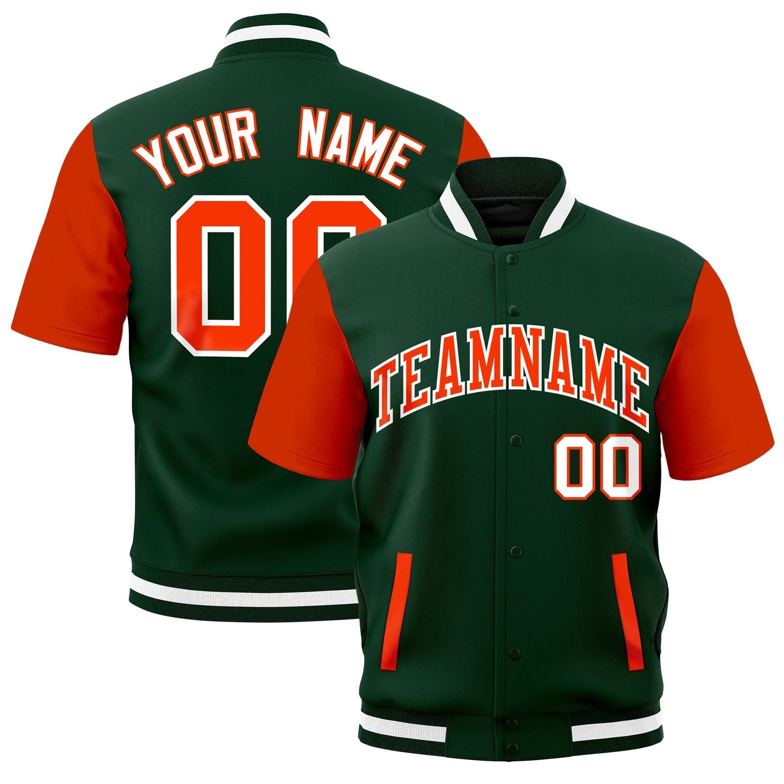 Custom Orange Green White Full-Snap Classic Style Jacket| KXKSHOP