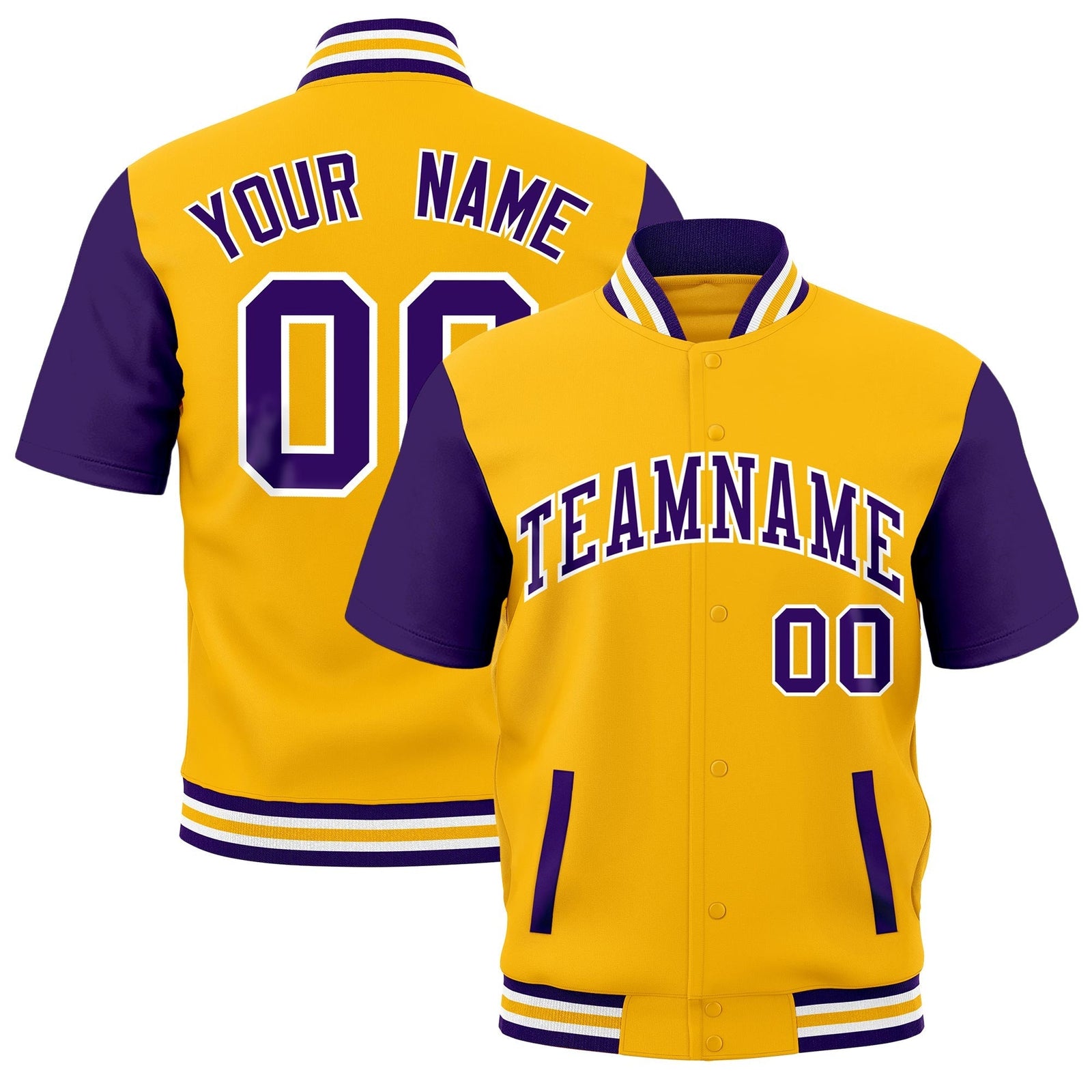 Custom Purple White Gold Full-Snap Classic Style Jacket| KXKSHOP