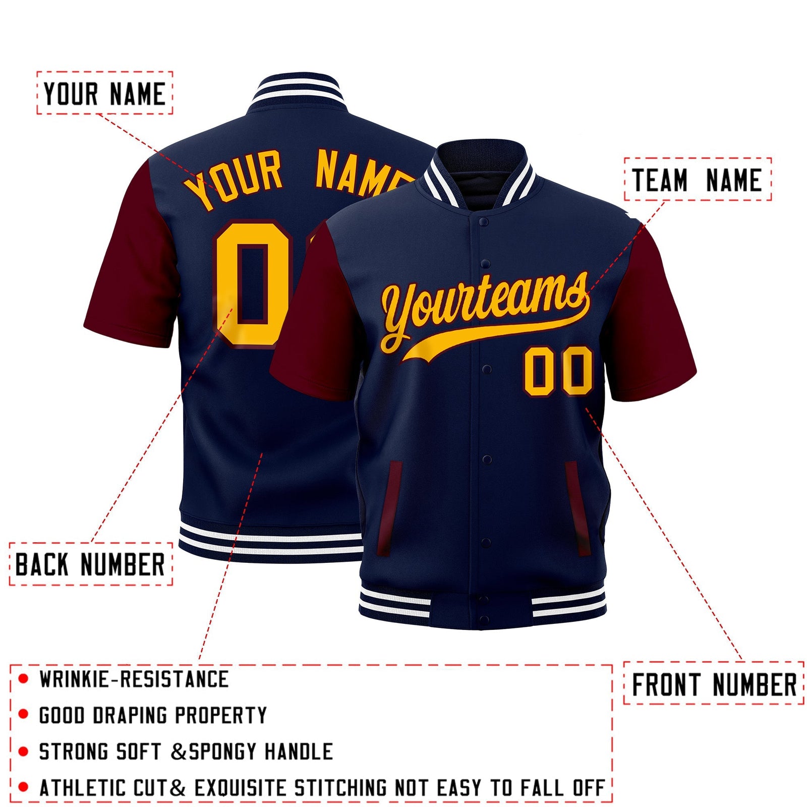 Custom Gray Navy White Full-Snap Classic Style Jacket| KXKSHOP