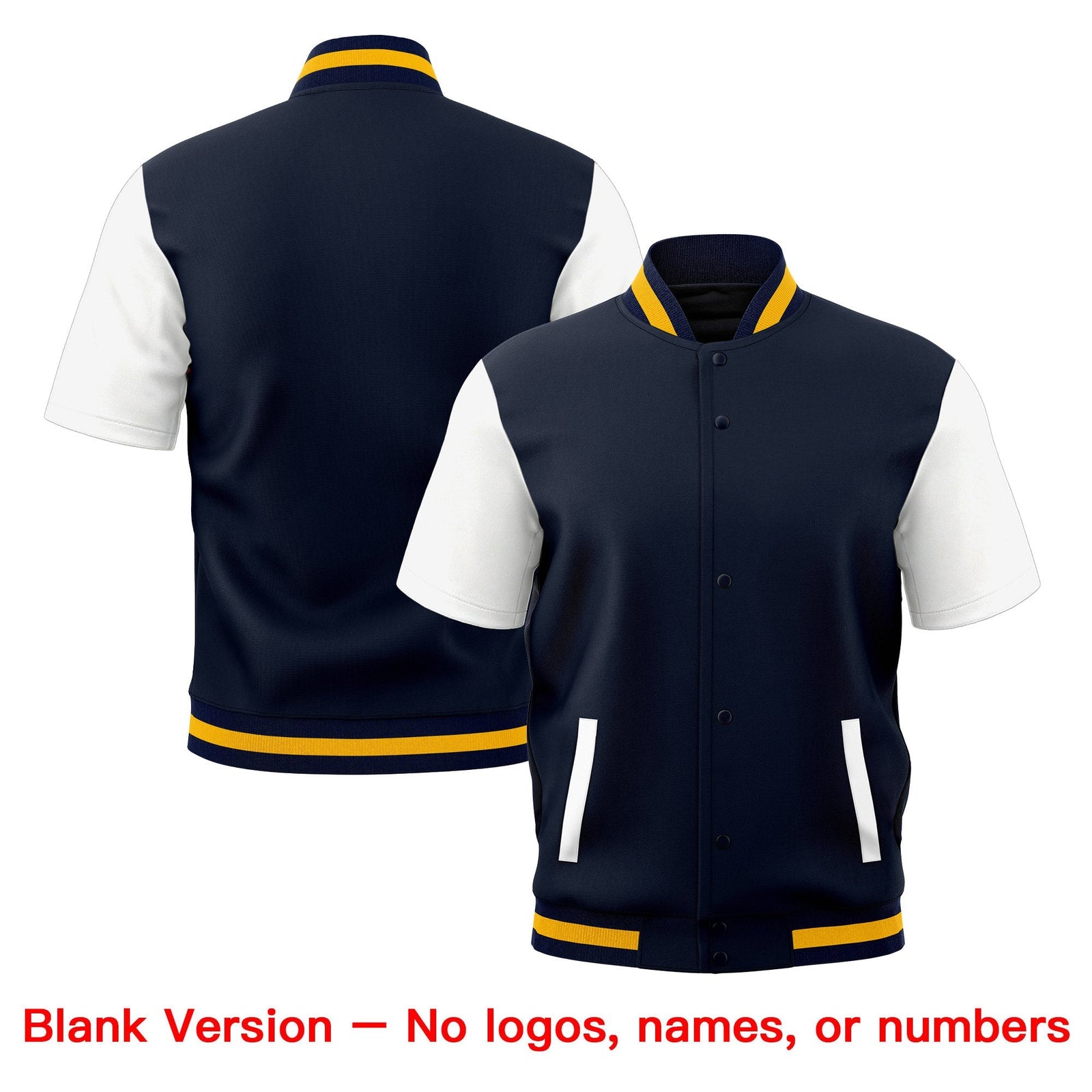 Custom White Navy Gold Full-Snap Classic Style Jacket| KXKSHOP