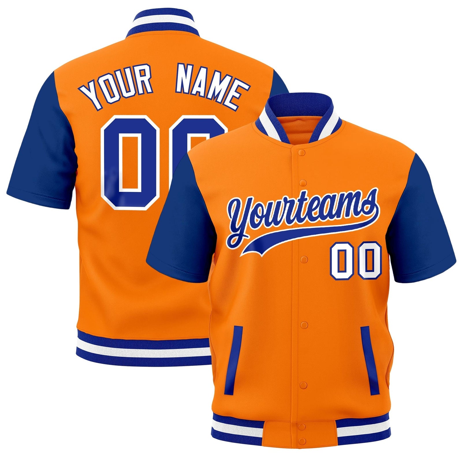 Custom Royal Blue White Full-Snap Classic Style Jacket| KXKSHOP