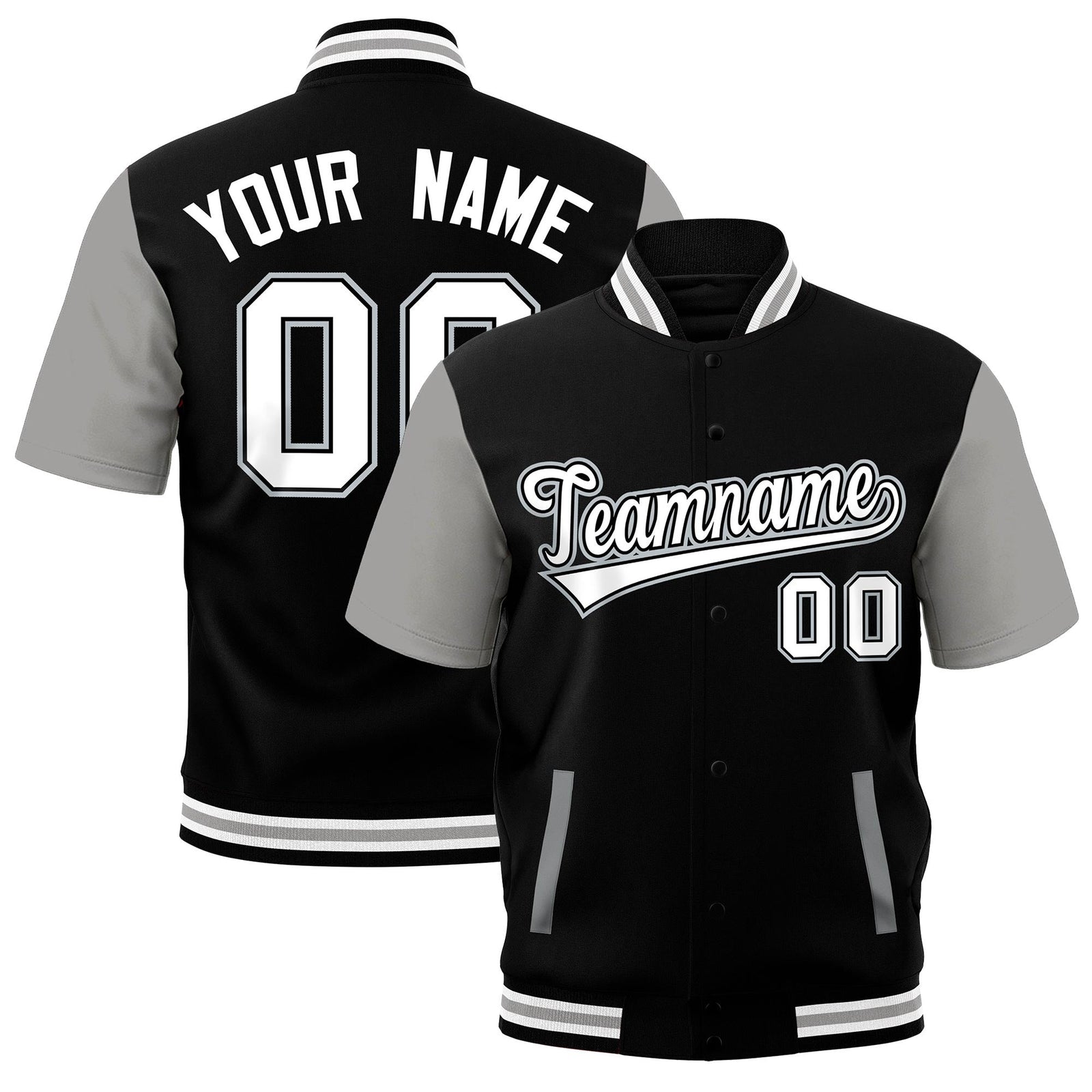 Custom Gray Black White Full-Snap Classic Style Jacket| KXKSHOP