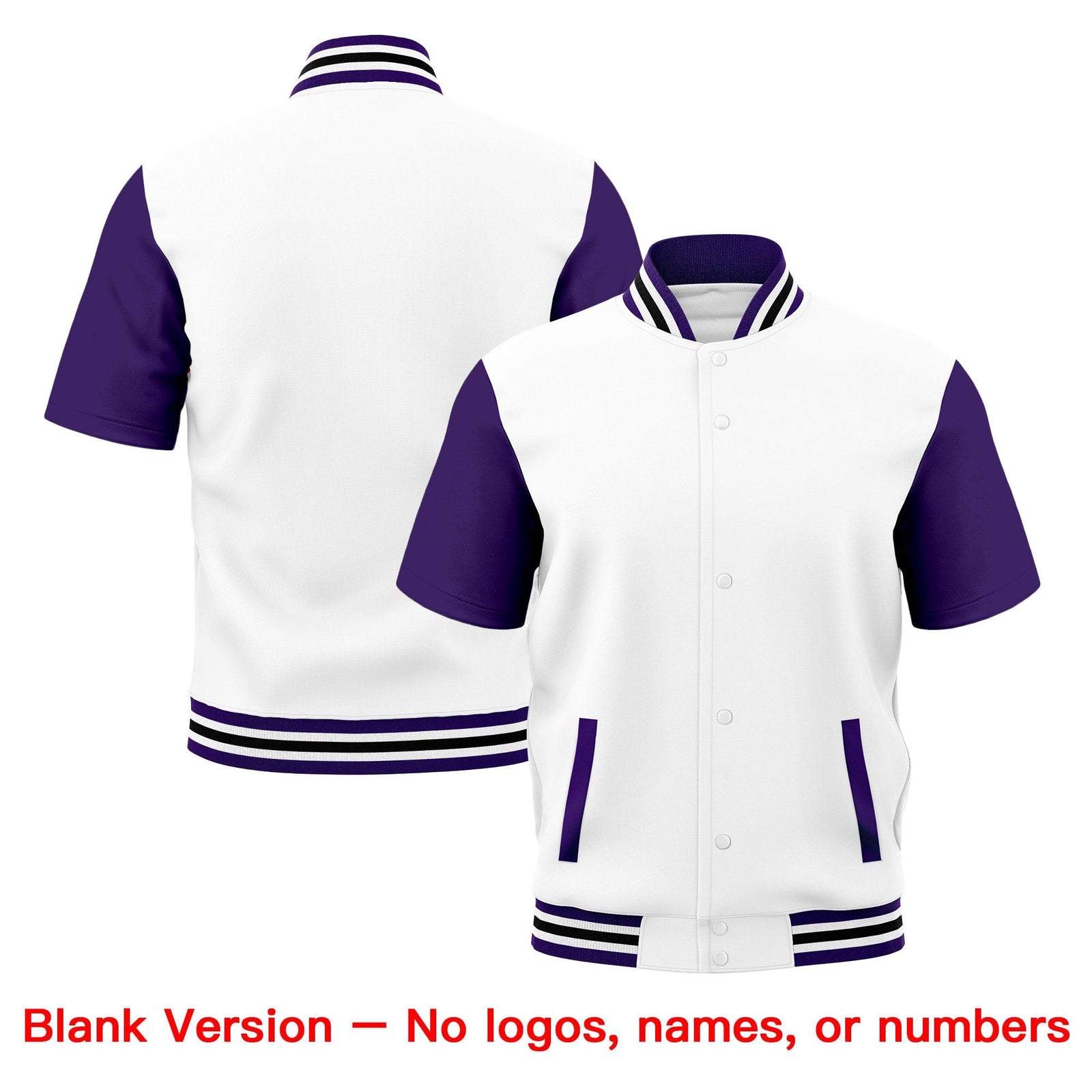 Custom Purple White Black Full-Snap Classic Style Jacket| KXKSHOP