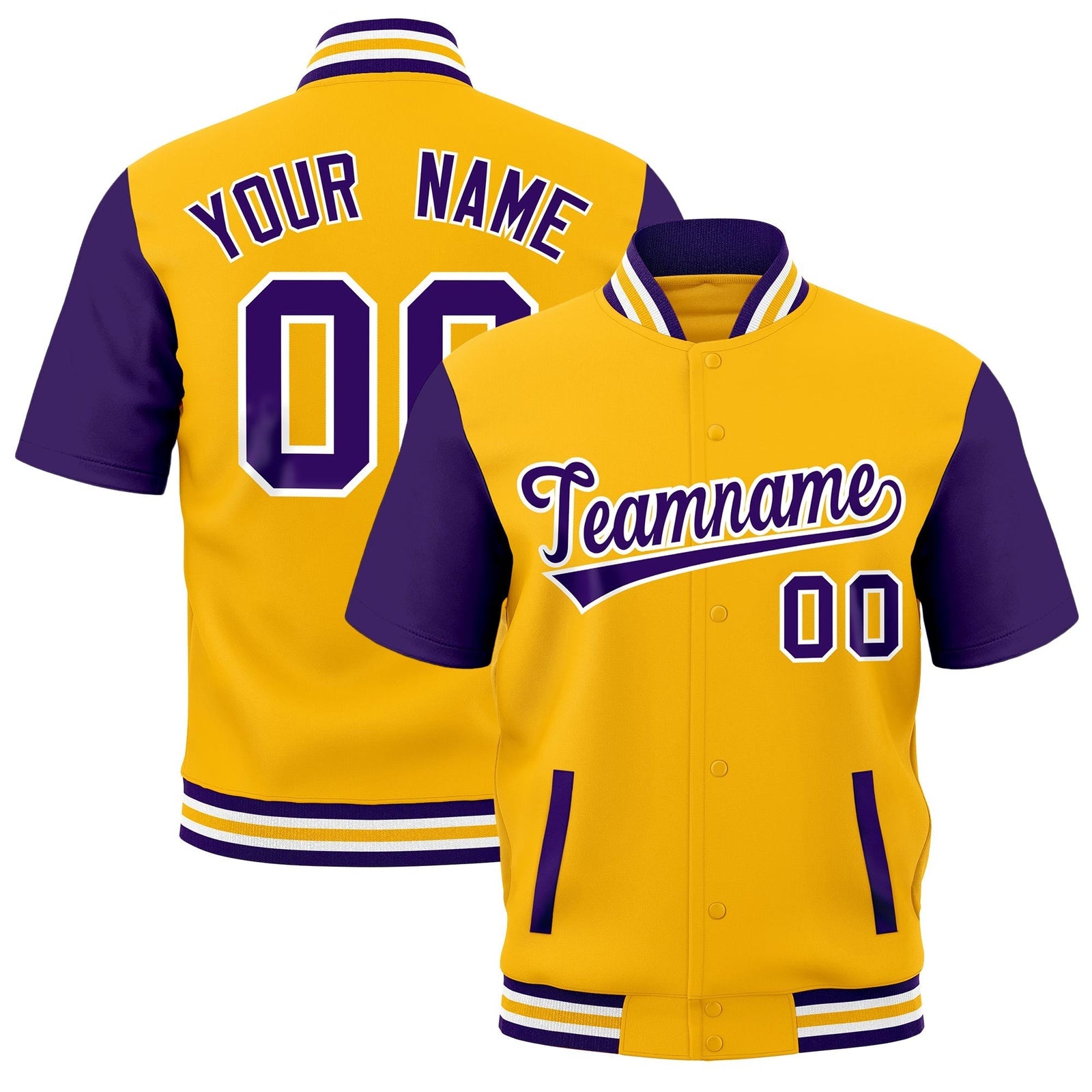 Custom Purple White Gold Full-Snap Classic Style Jacket| KXKSHOP