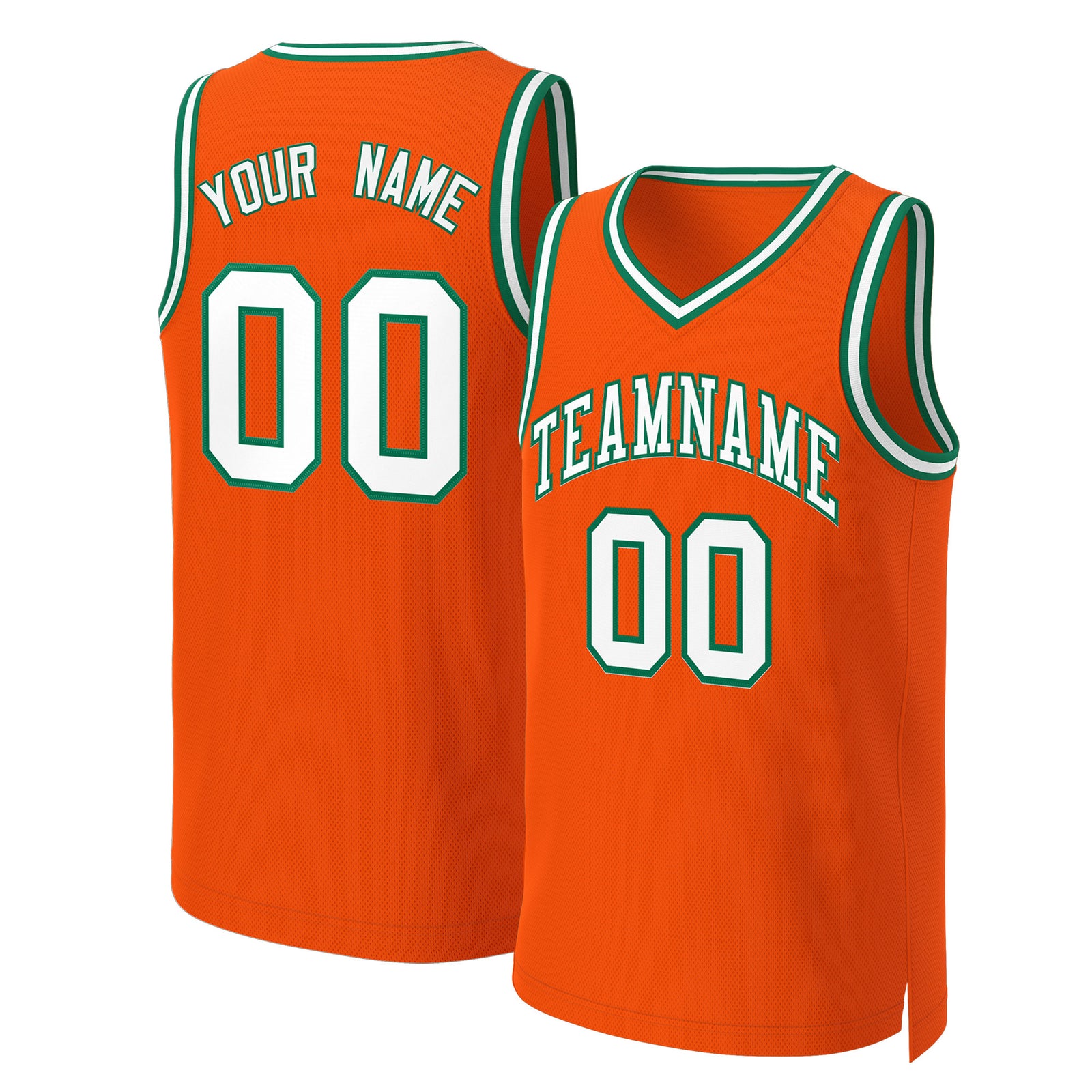 Custom Orange White-Kelly Green Classic Tops Basketball Jersey