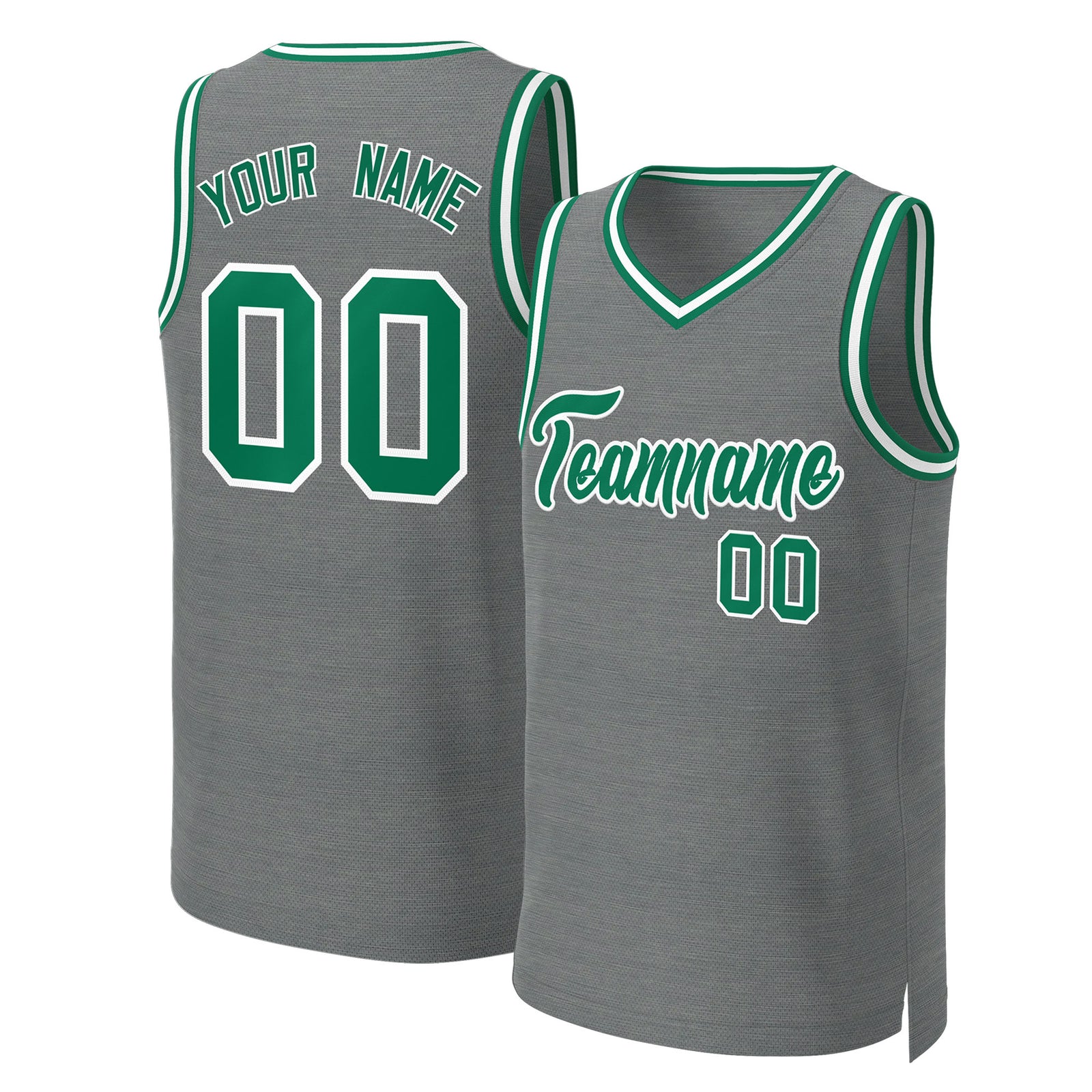 Custom Dark Gray Kelly Green-White Classic Tops Basketball Jersey