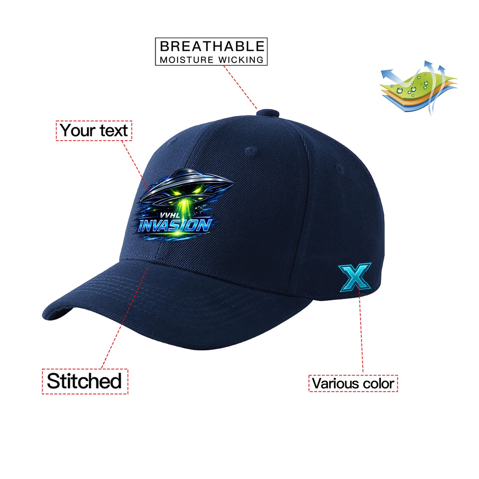 VVHL S10 Season X Invasion 3D Puff Embroidery Flat Embroidery Baseball Cap