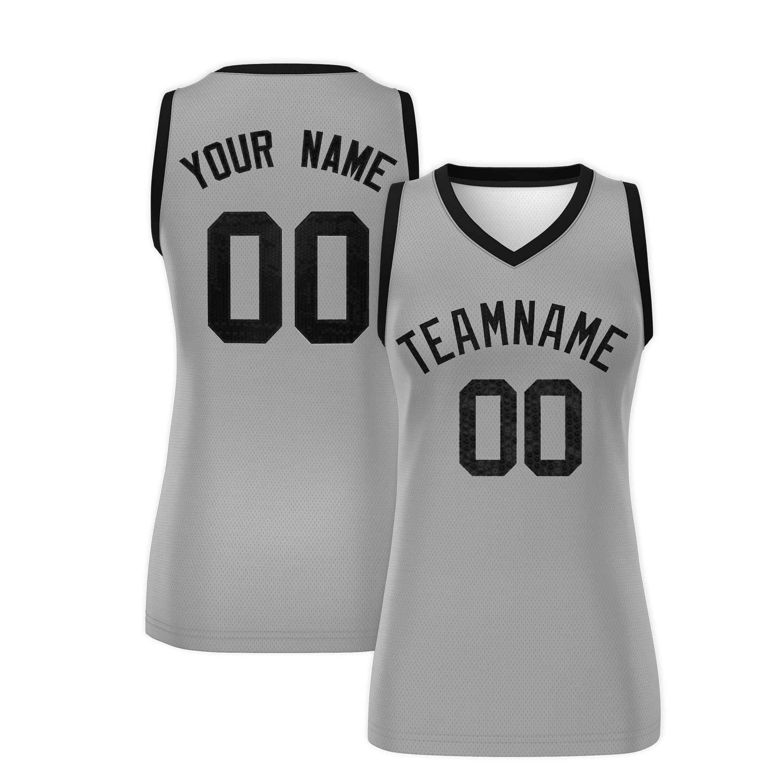 Custom Silver Black Women Basketball Jersey Dress