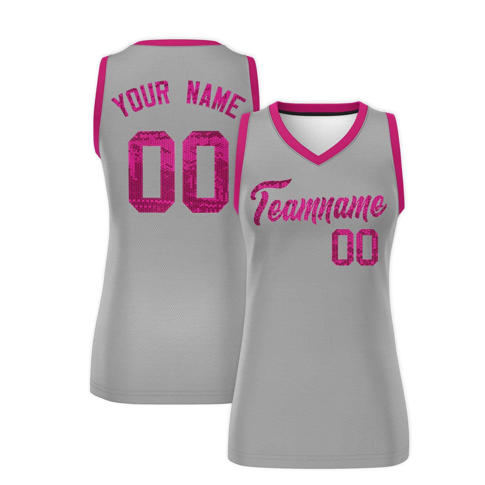 Custom Silver Pink Women Basketball Jersey Dress