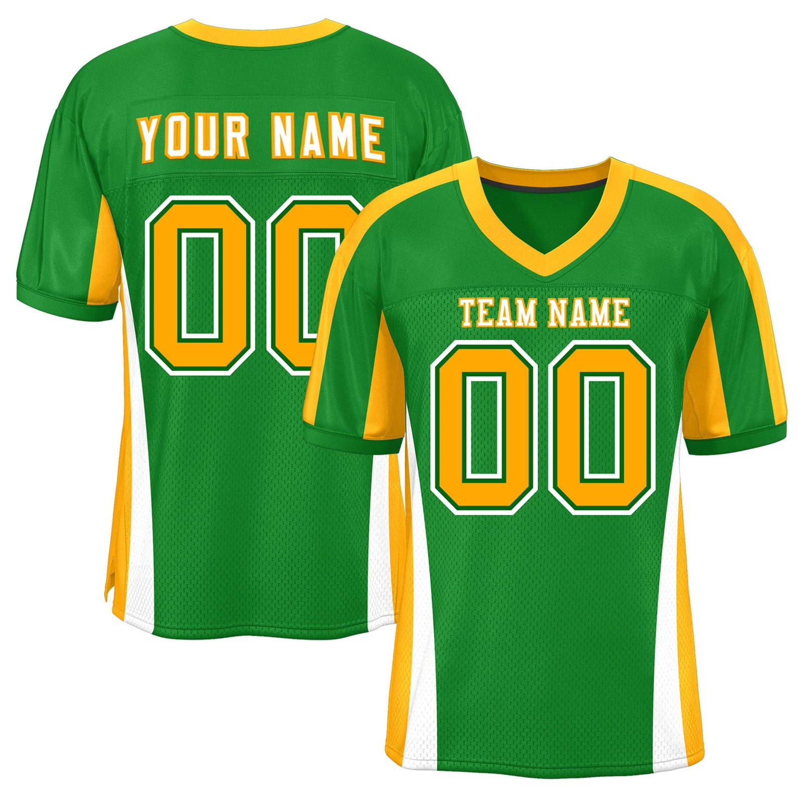 Custom Kelly Green Color Block Mesh Authentic Football Jersey