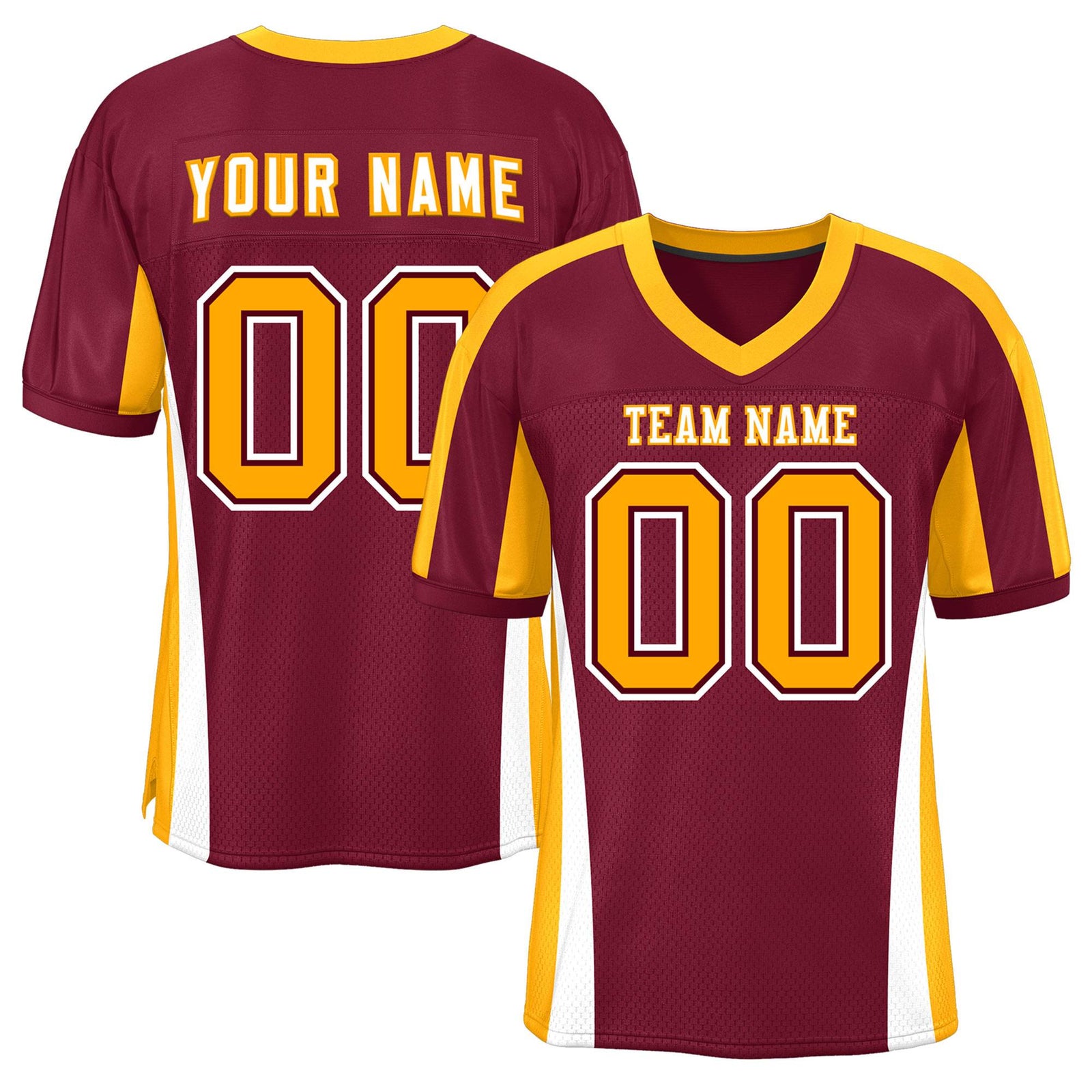 Custom Cardinal Color Block Mesh Authentic Football Jersey