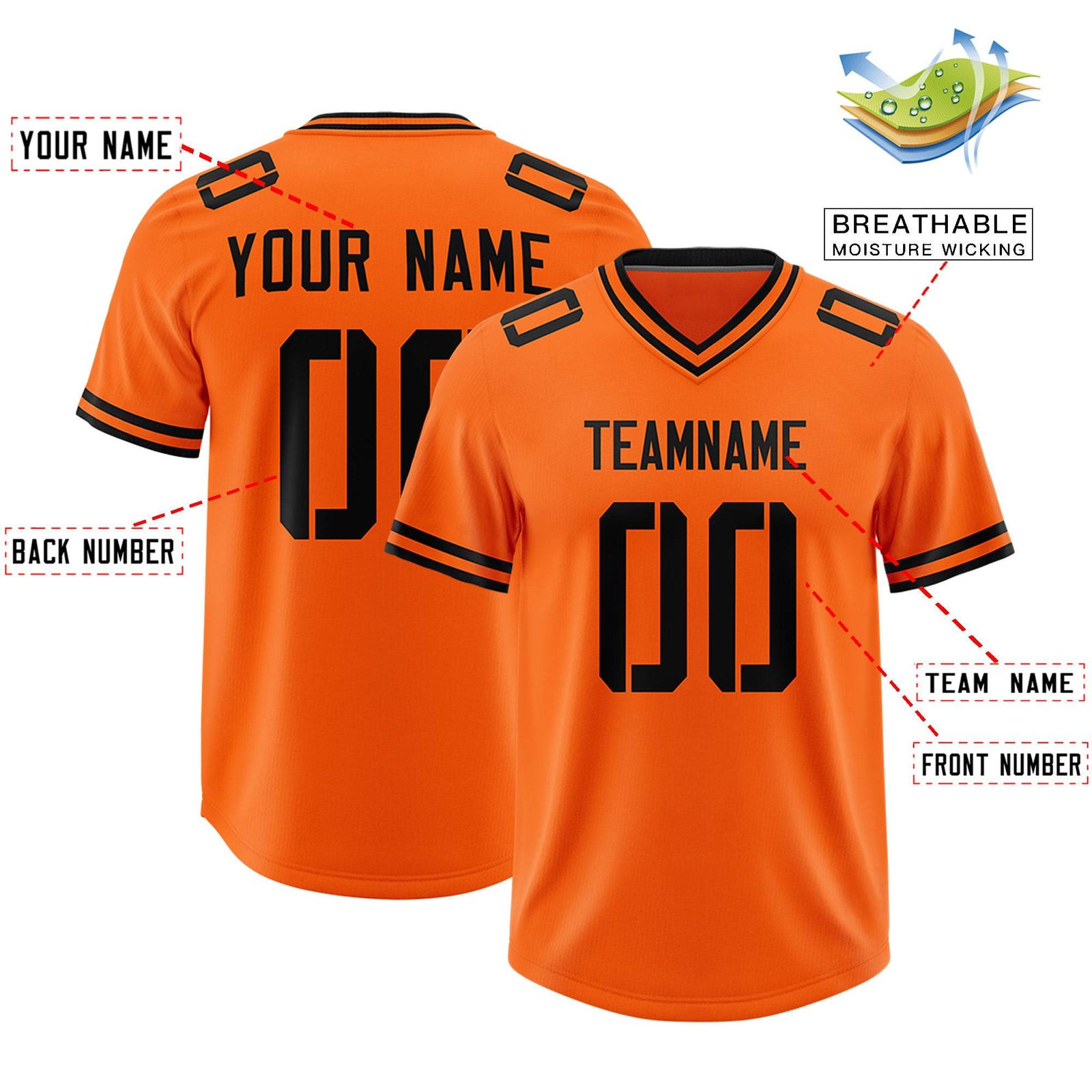 Custom Orange Classic Style American Football Jerseys