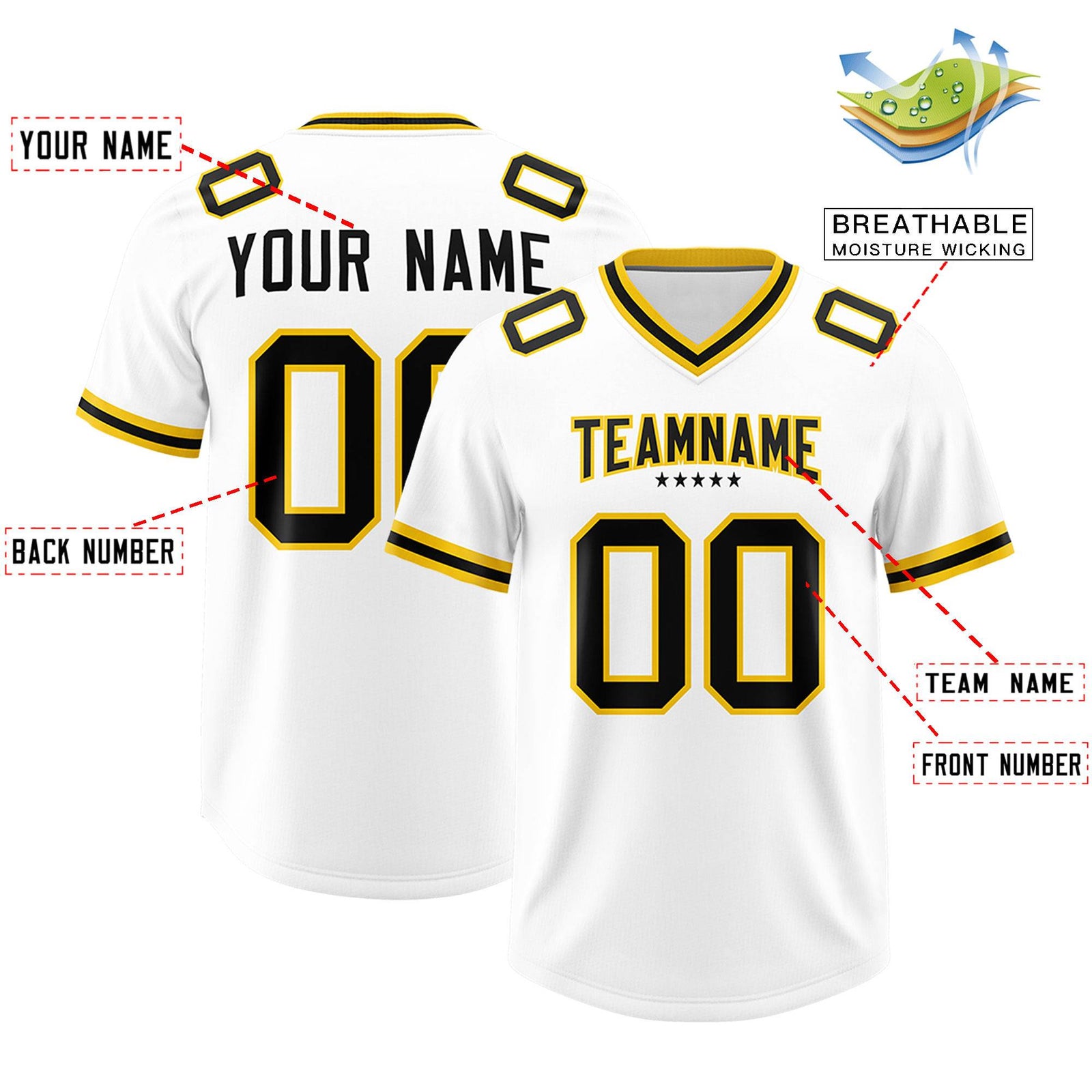 Custom White Classic American Football Jerseys