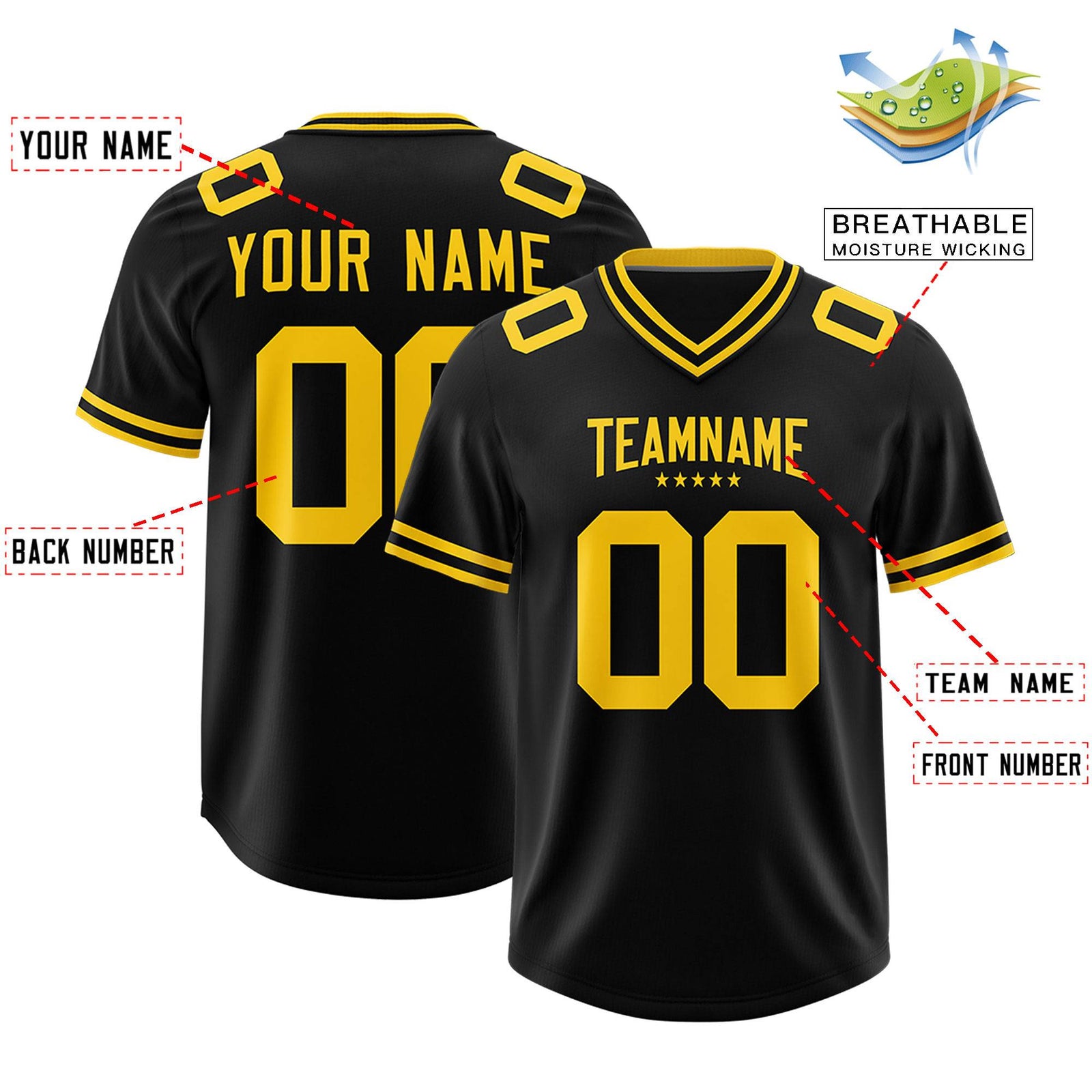 Custom Black Football Jersey