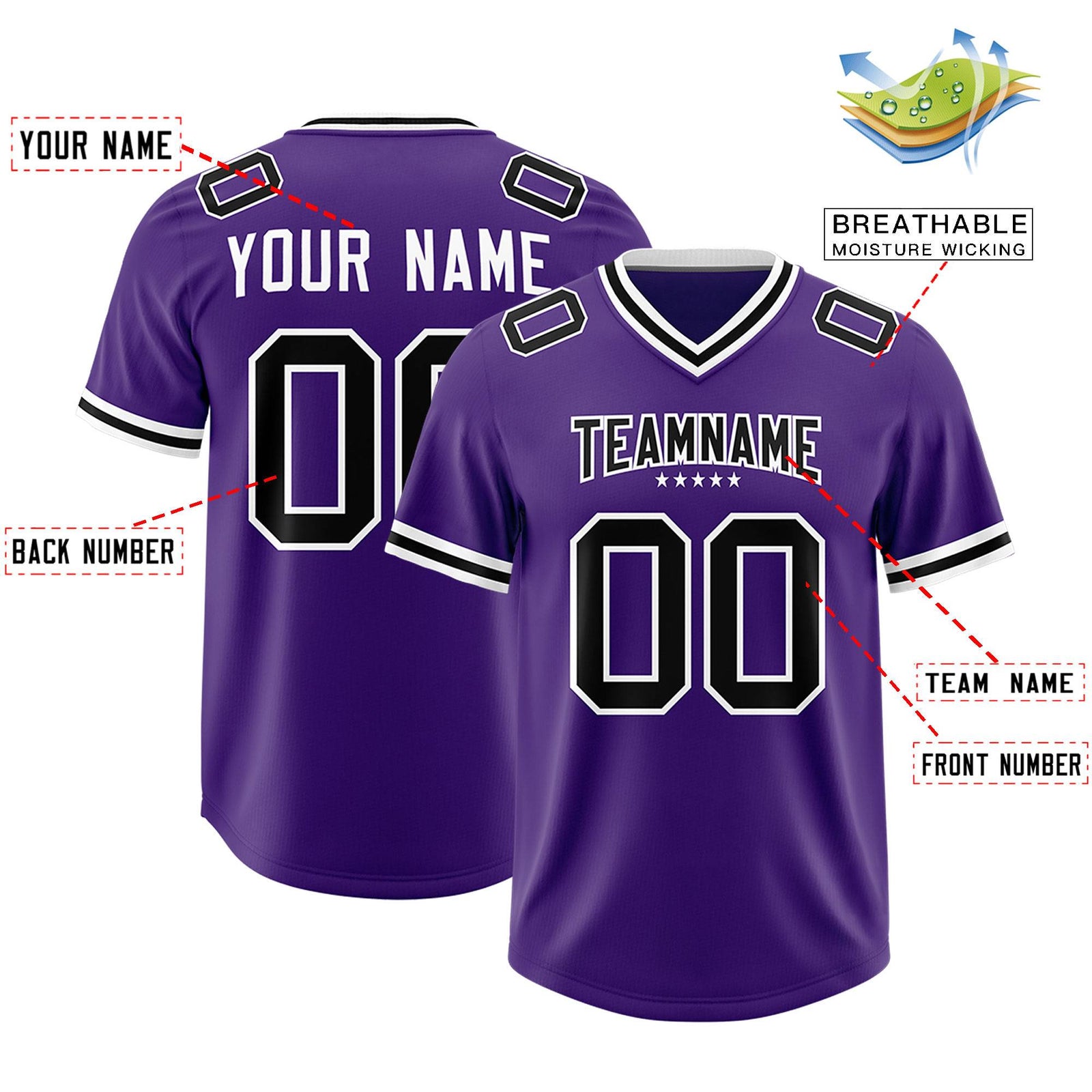 Custom Purple Classic American Football Jerseys