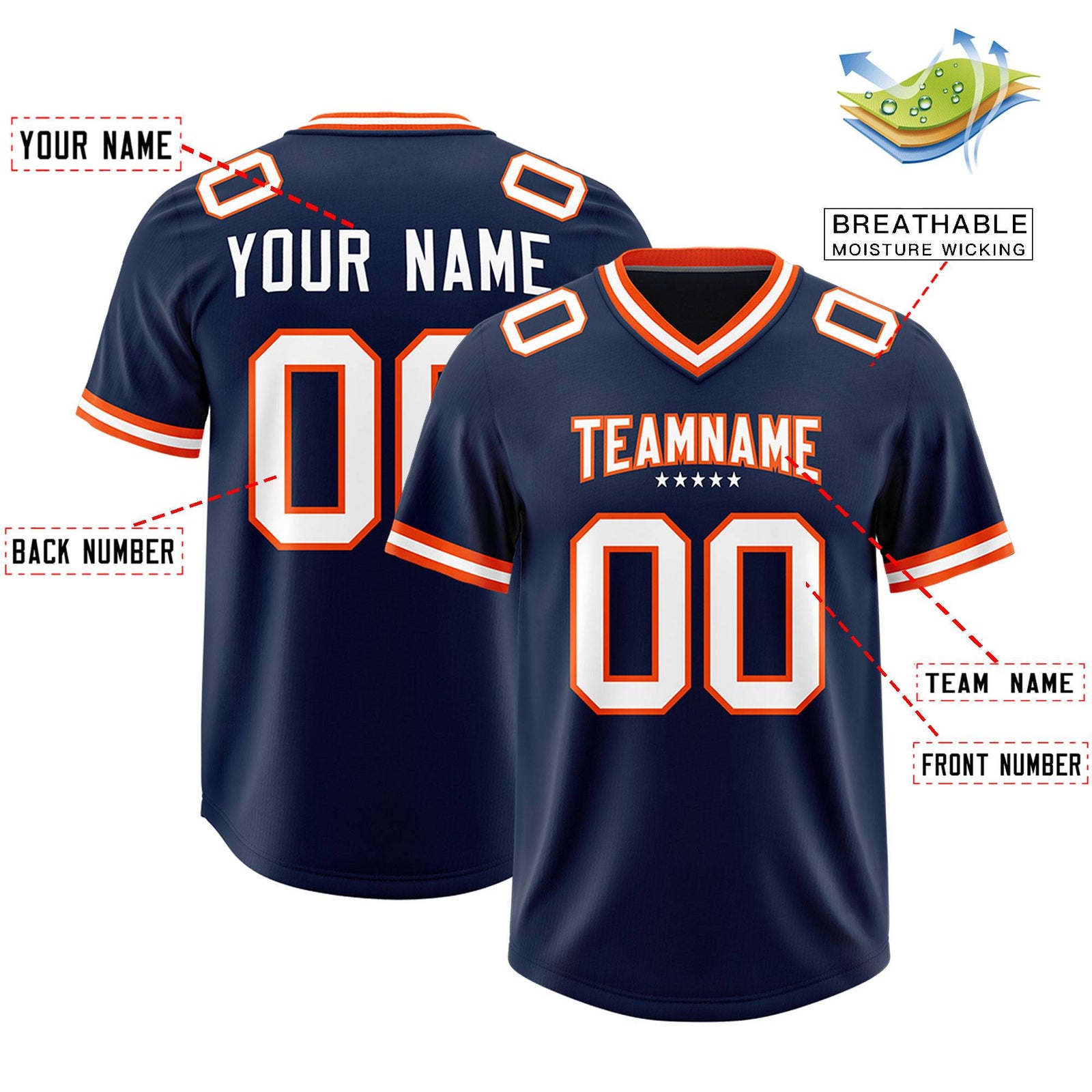 Custom Navy Football Jersey