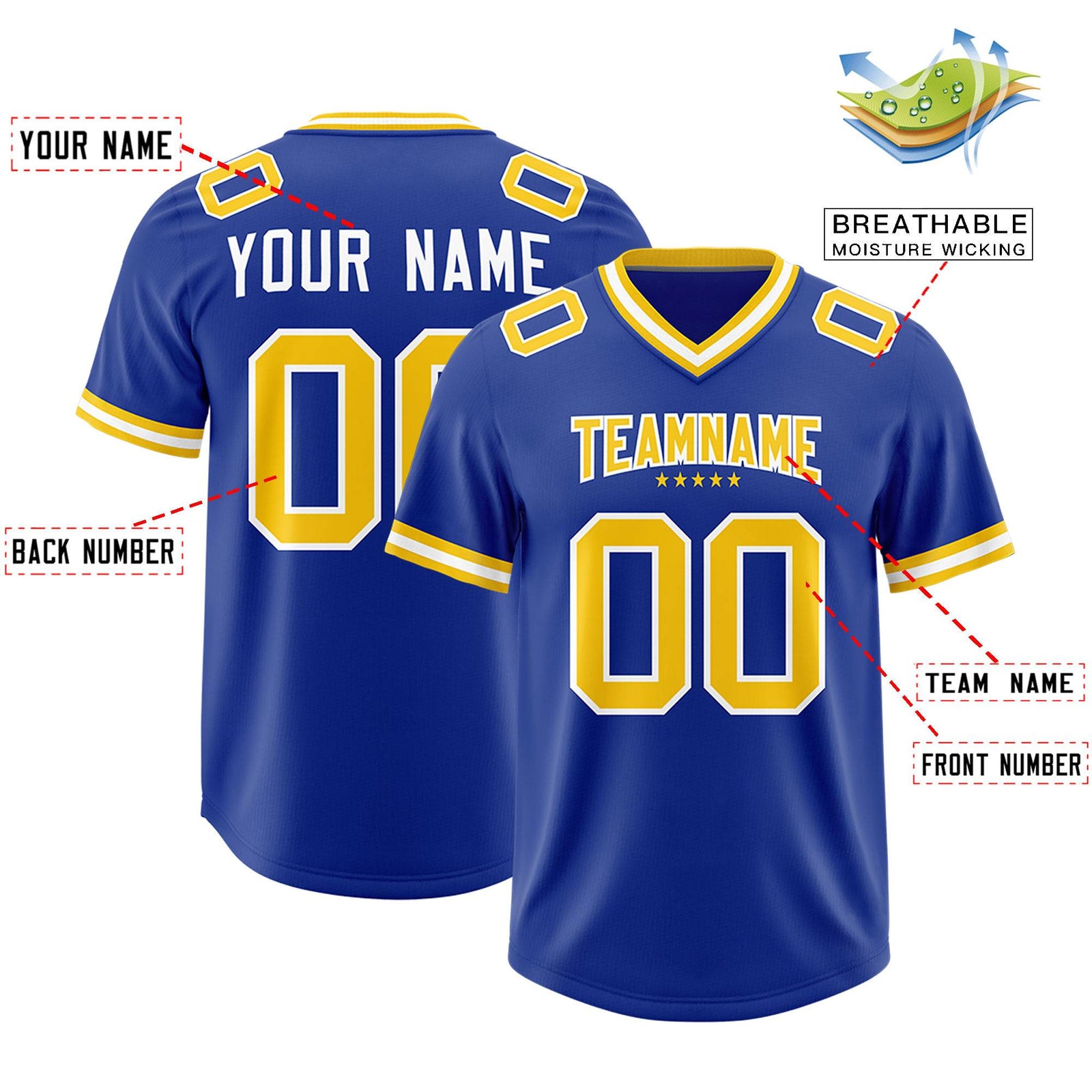 Custom Royal Football Jersey