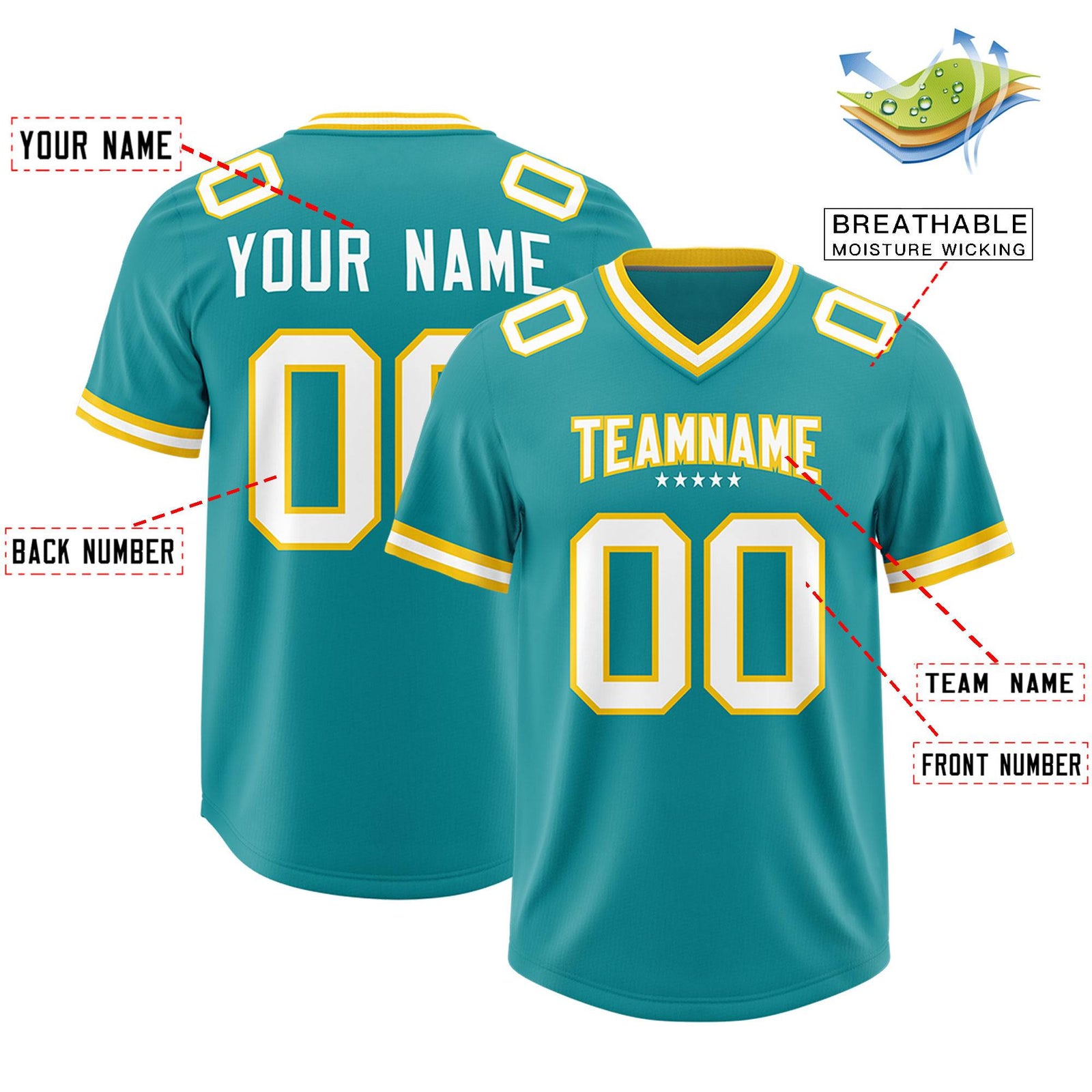 Custom Aqua Classic American Football Jerseys